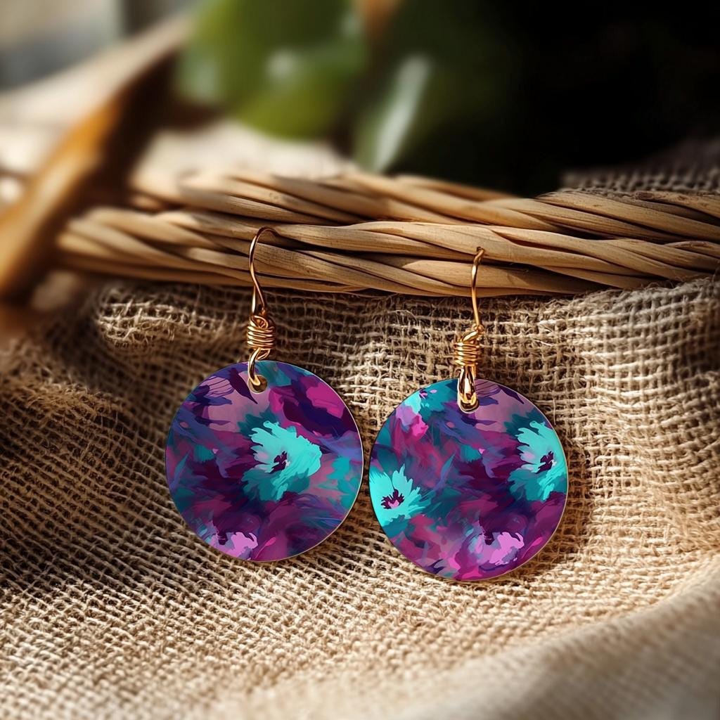 Water soluble Transfer paper for polymer clay, Teal and purple abstract floral pattern, polymer clay image transfers, magic transfer paper