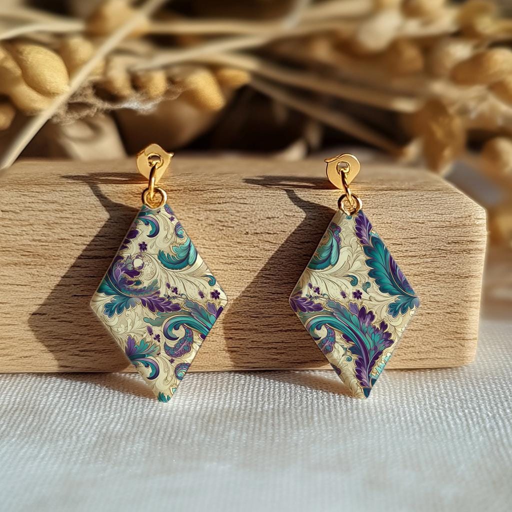 Water soluble Transfer paper for polymer clay, Ornamental purple transfer paper, polymer clay image transfers, magic transfer paper