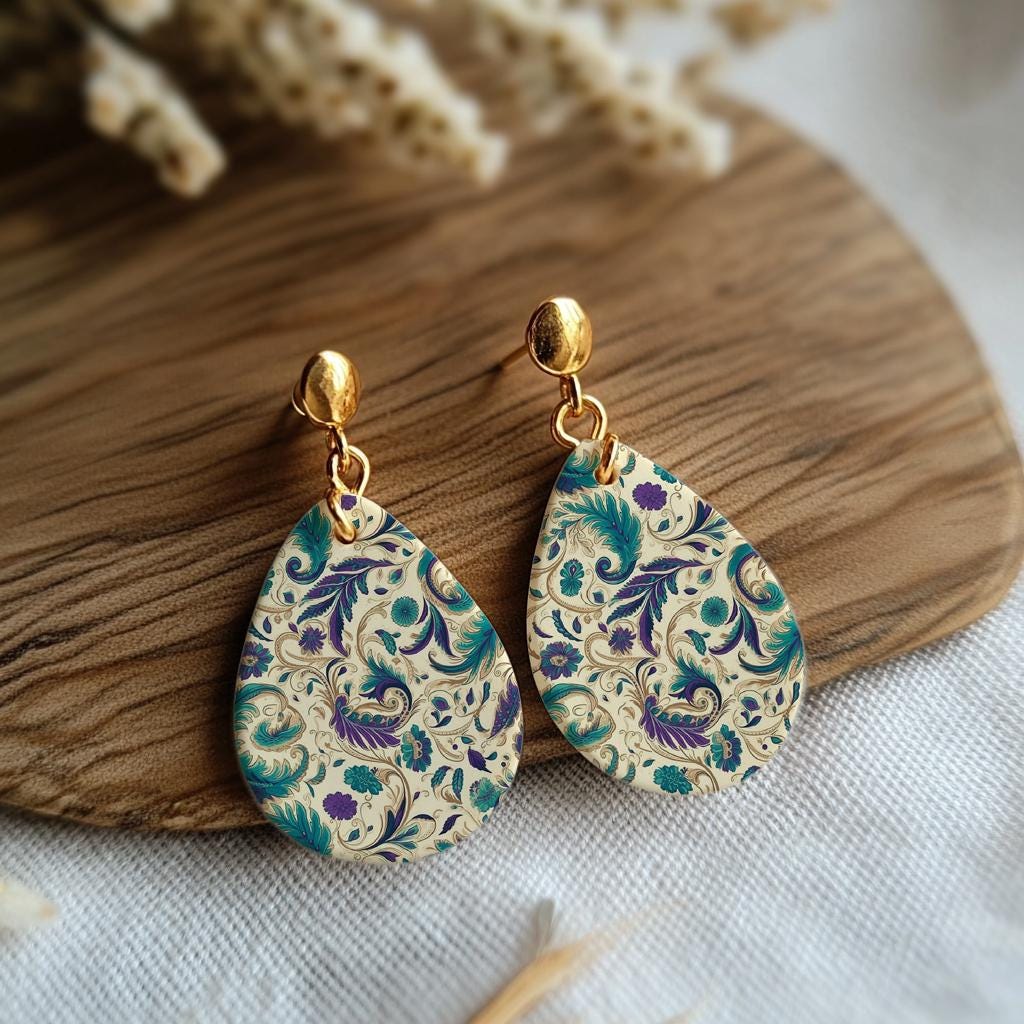 Water soluble Transfer paper for polymer clay, Ornamental purple transfer paper, polymer clay image transfers, magic transfer paper