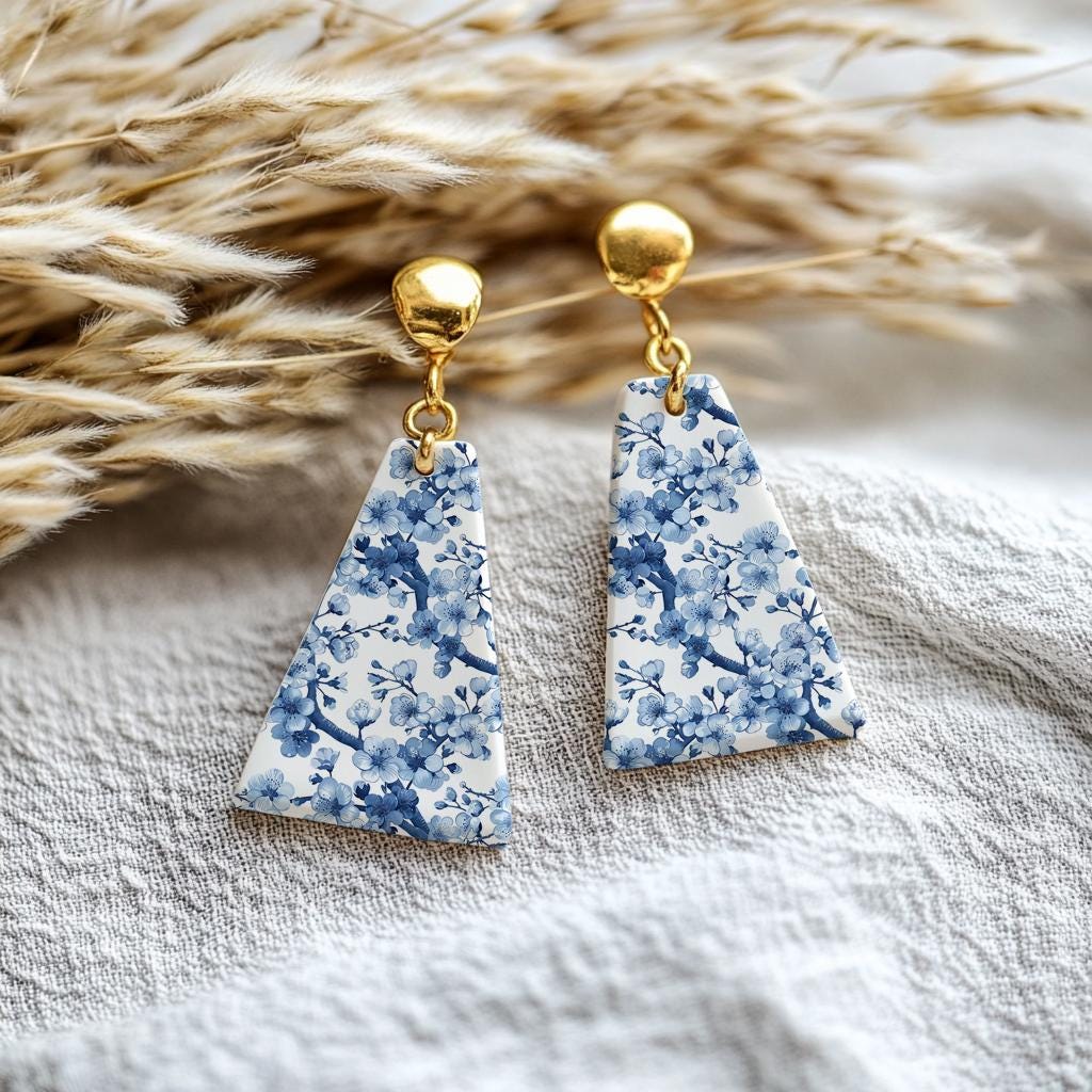 Water soluble Transfer paper for polymer clay, Blue floral pattern, polymer clay image transfers, magic transfer paper