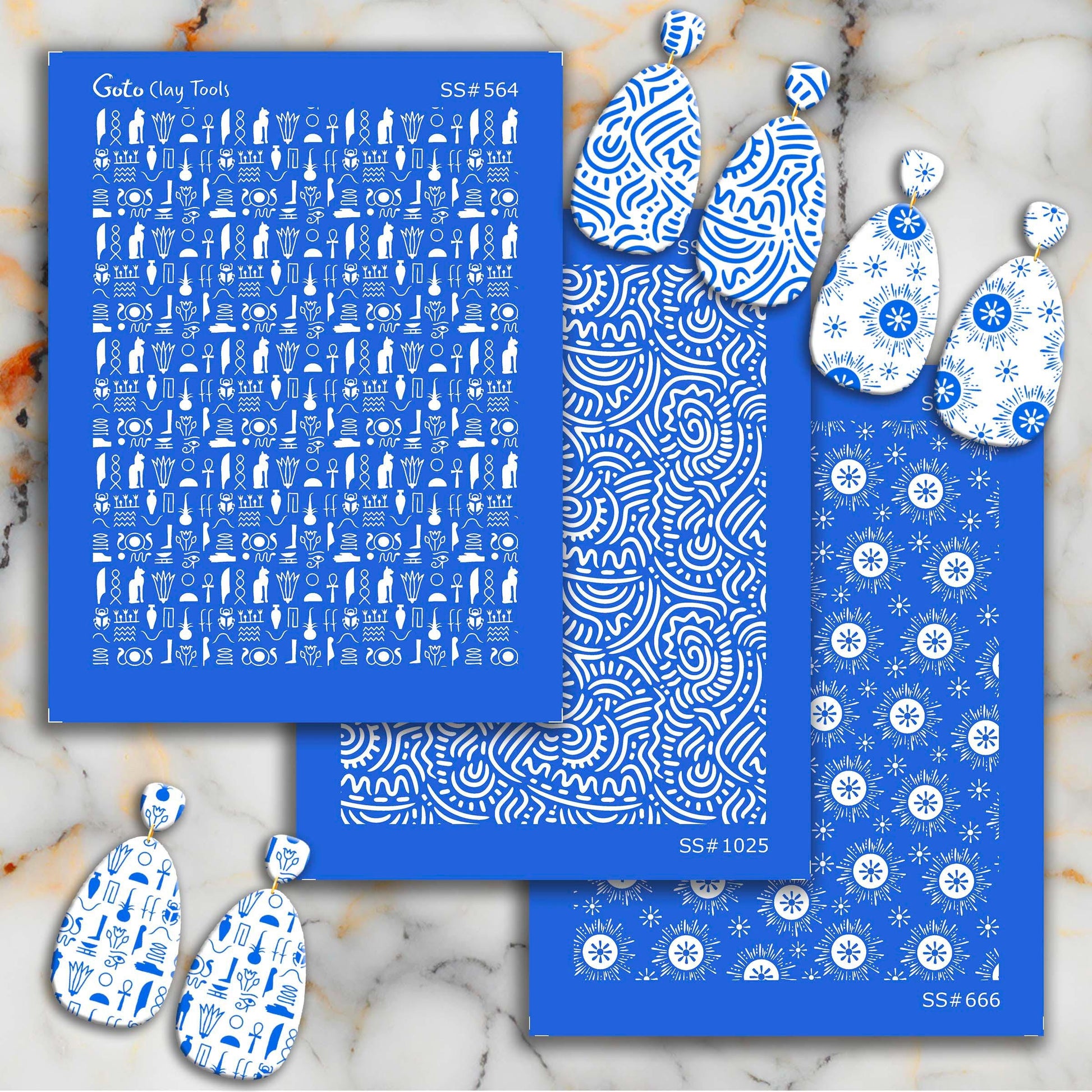 Abstract Ethnic Silkscreen for Polymer Clay Earring Making: Clay Stencil SS#1025