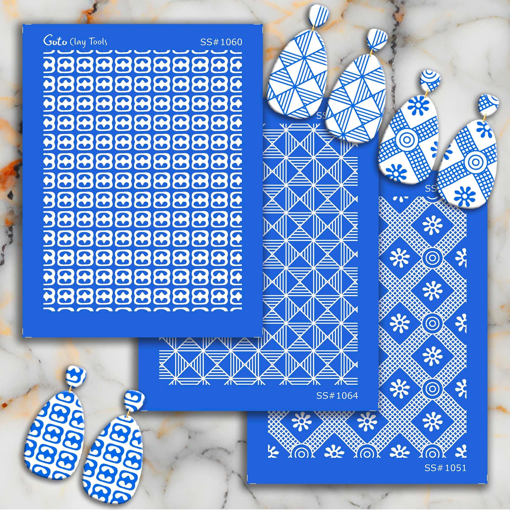 African Style Silkscreen for Polymer Clay Earrings: SS#1051