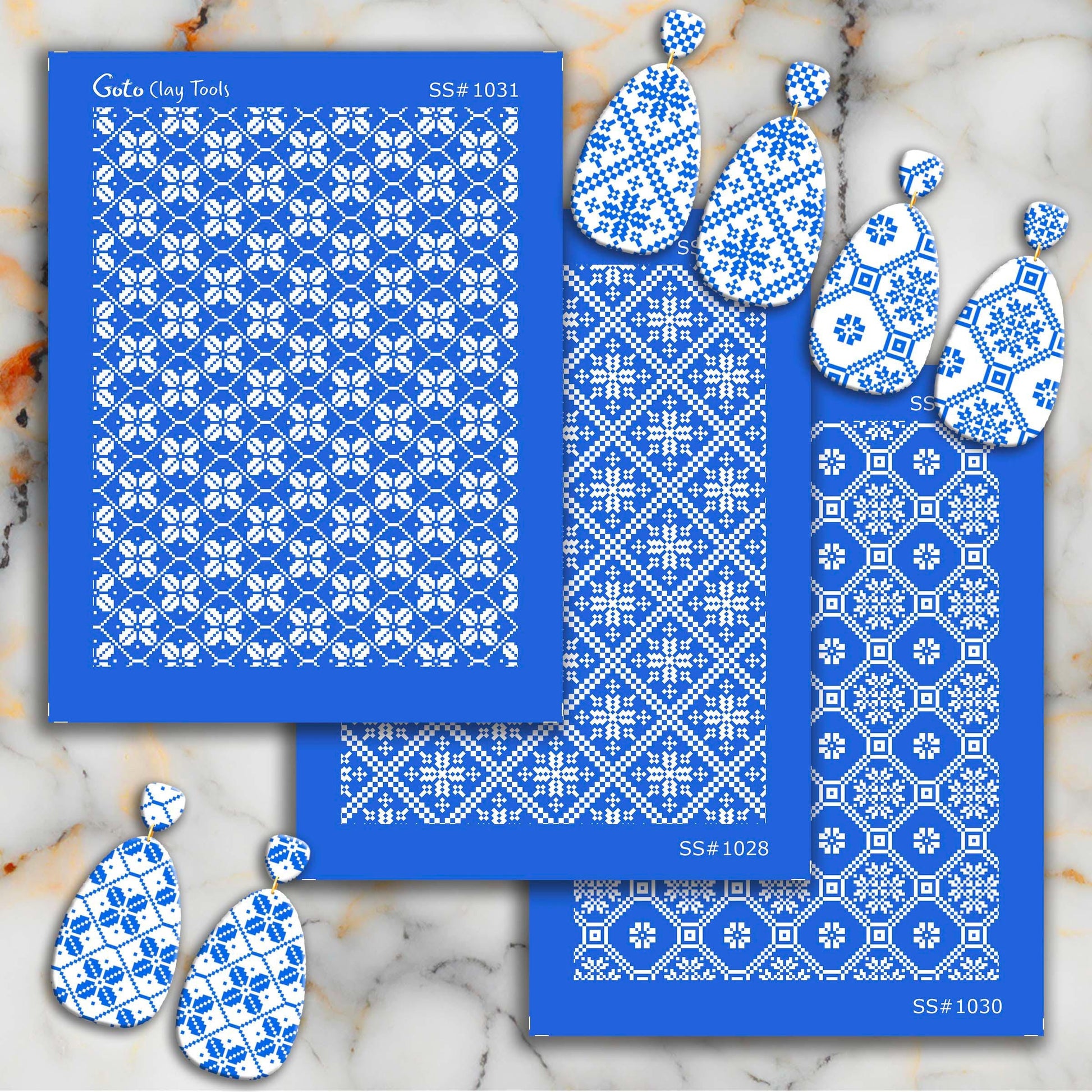 Christmas Knit Silkscreen for Polymer Clay Earrings: Stencil SS#1031