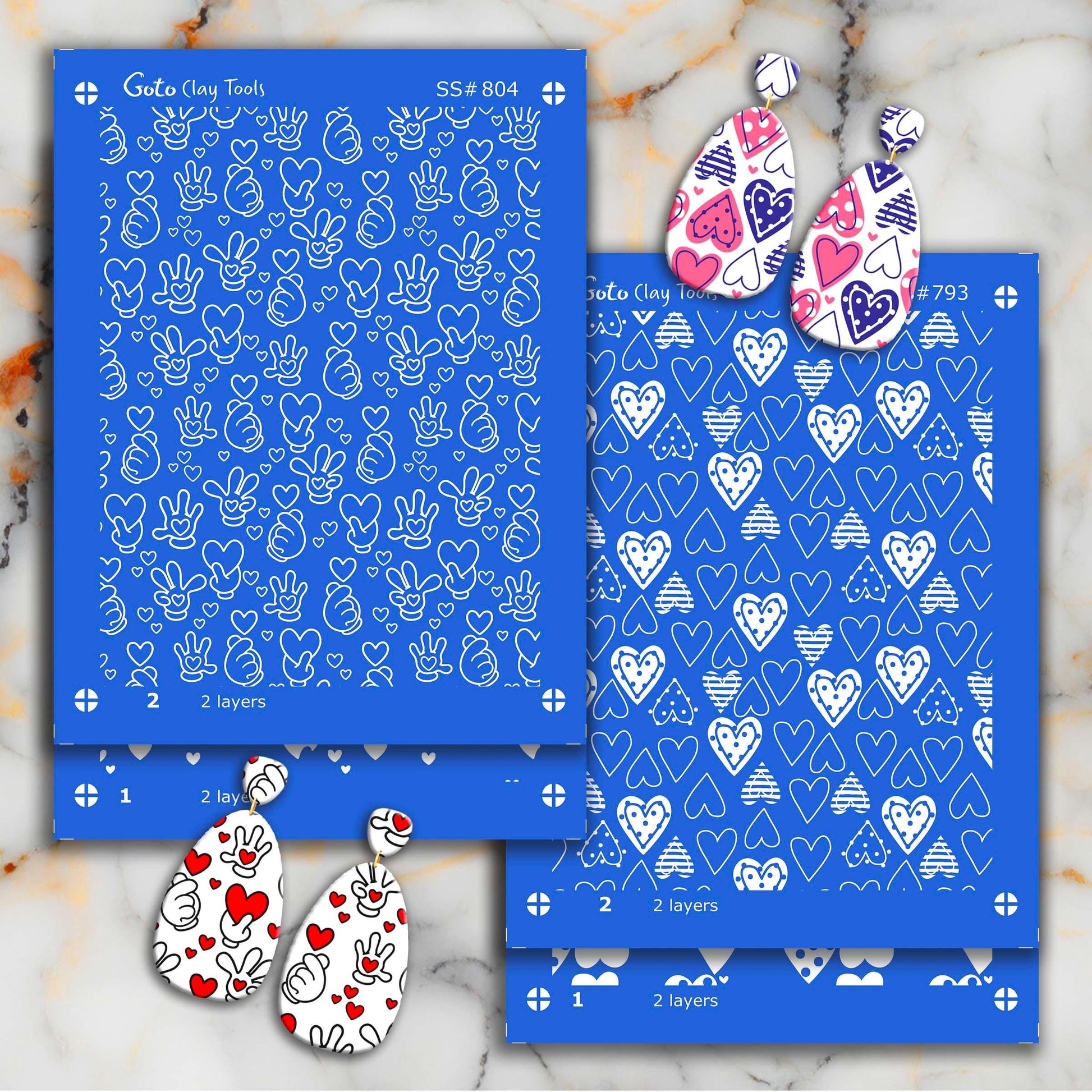 Heart Silkscreen for Polymer Clay Earrings: Valentine's Day Stencil (9.5x12.5cm) SS#793