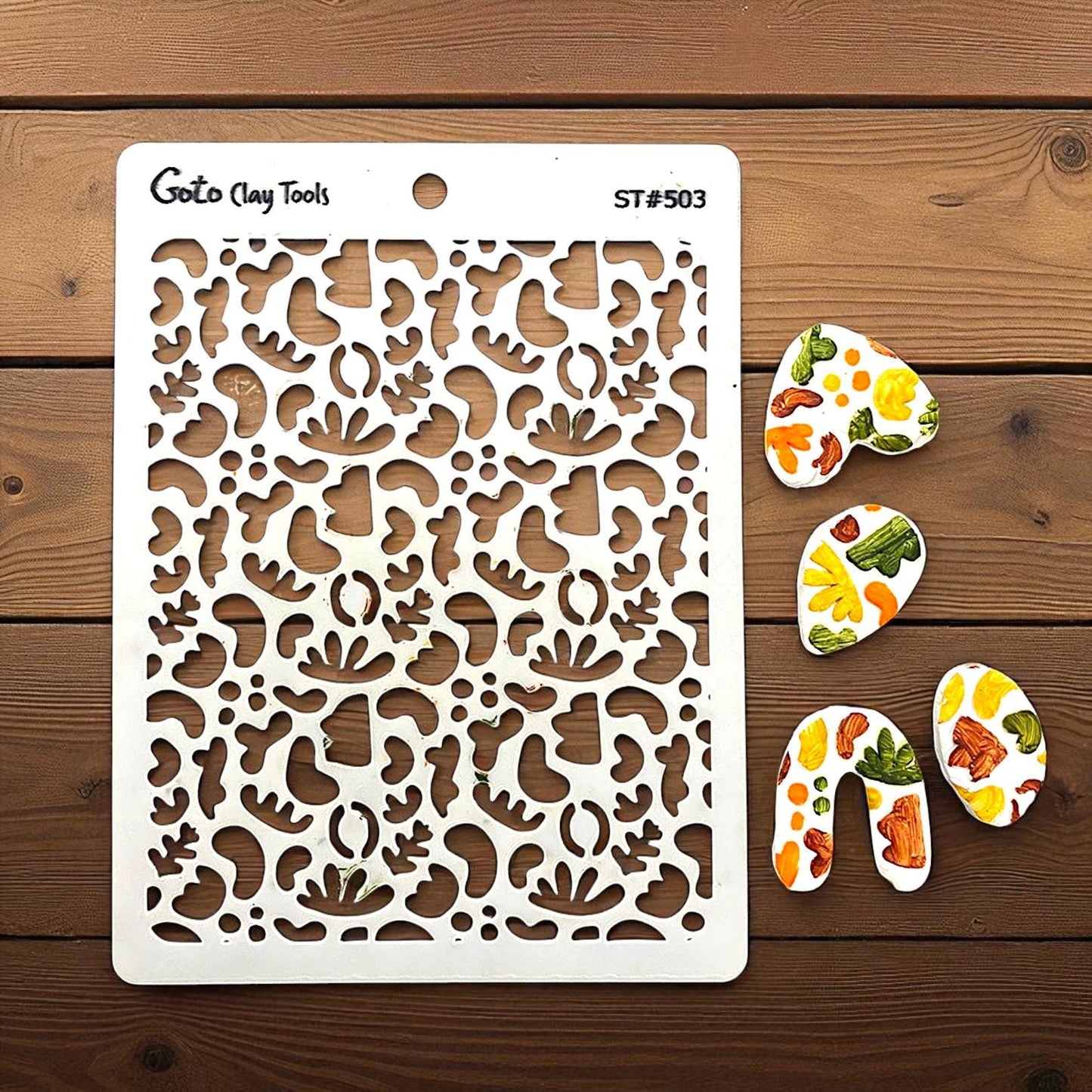 Organic Shapes Stencil: Polymer Clay, Art Paper, Canvas (ST#503)