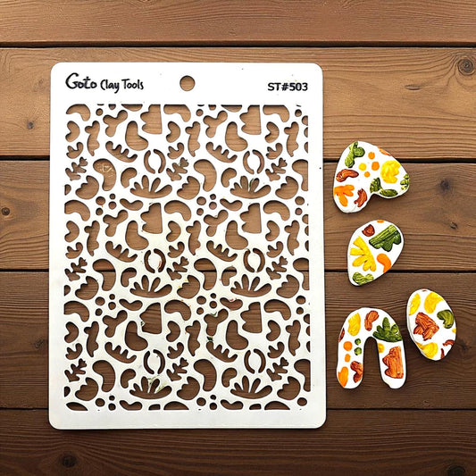 Organic Shapes Stencil: Polymer Clay, Art Paper, Canvas (ST#503)