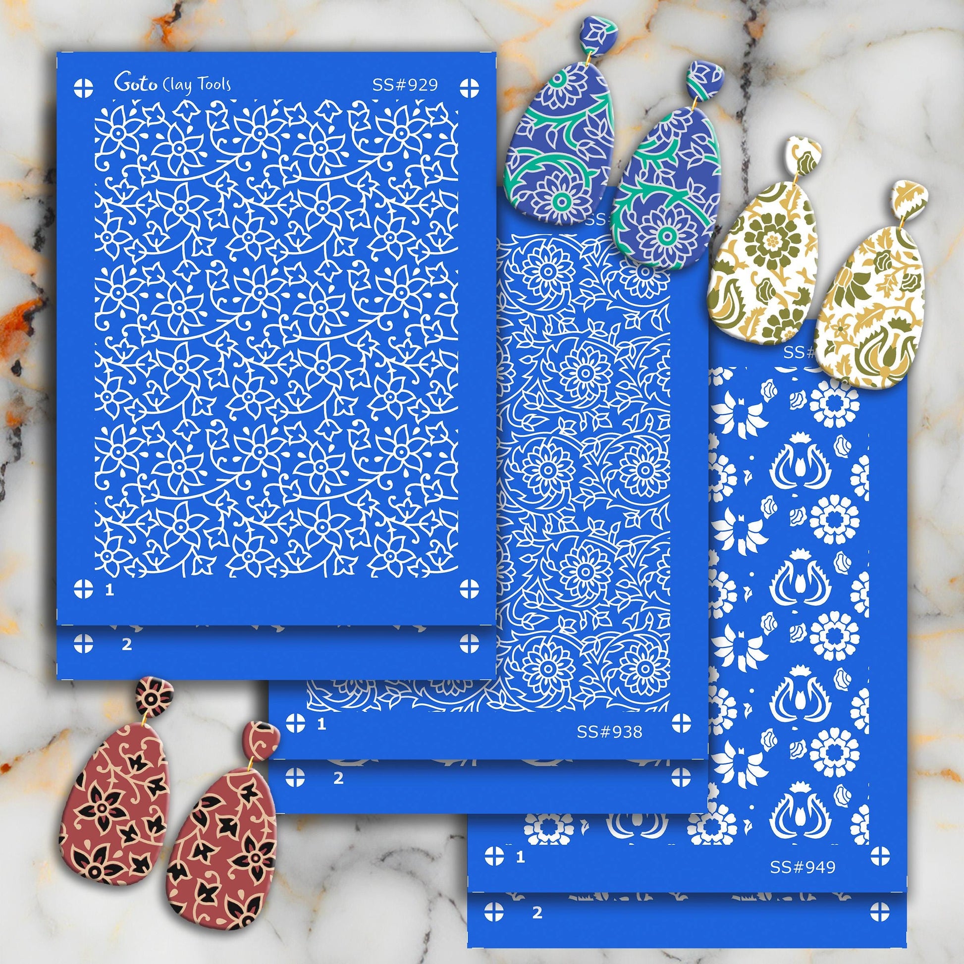 Indian Silkscreen for Polymer Clay Earrings: Naphthol Style Stencil SS#938