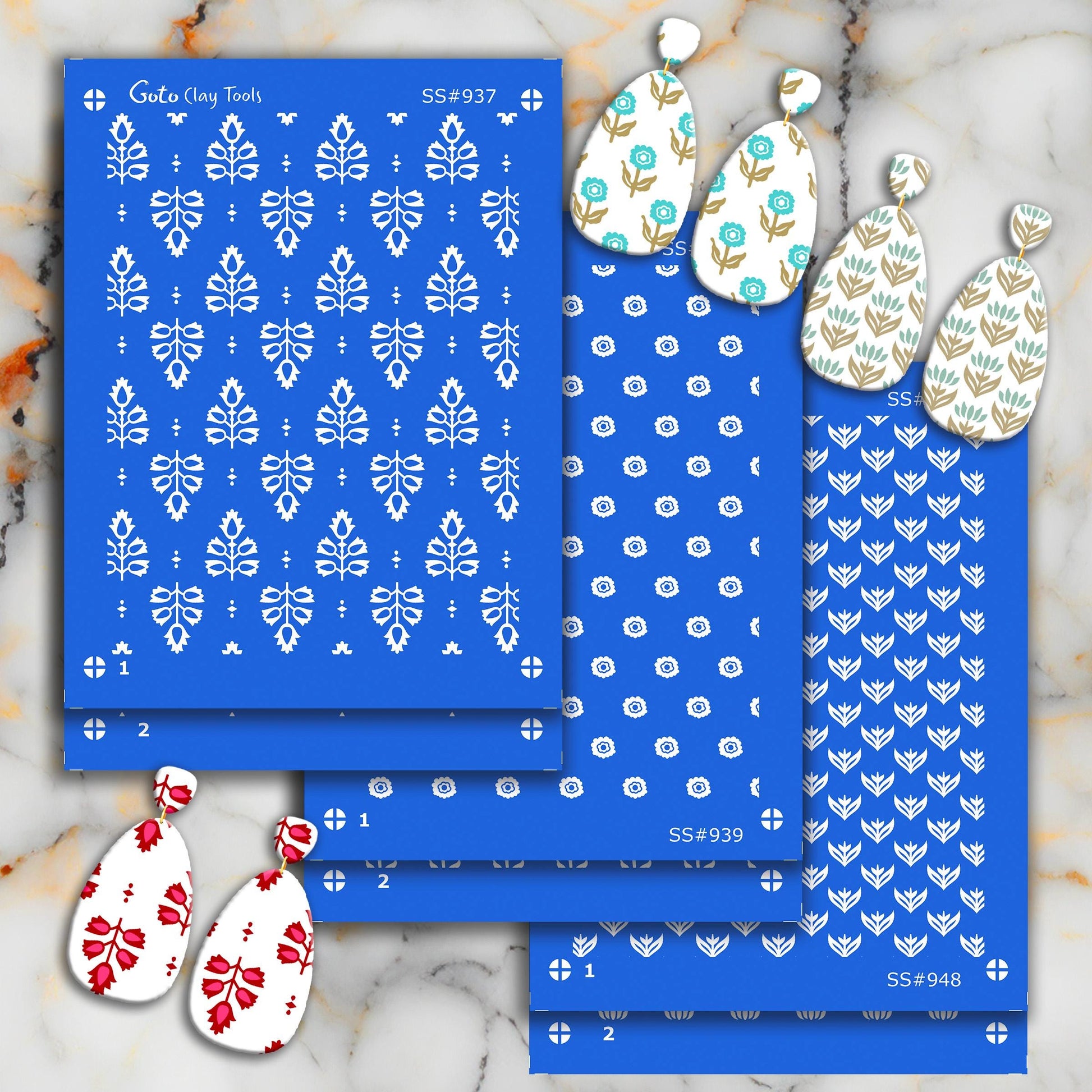 Polymer Clay Earring Silkscreen: Indian Design, Jewelry Making (9.5x12.5cm) SS#937