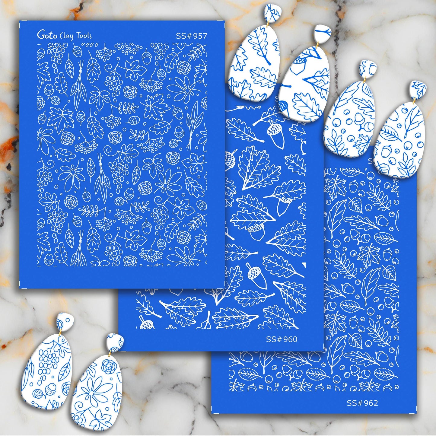 Fall Silkscreen for Polymer Clay Earrings: Autumn Stencil, Clay Jewelry Making SS#960