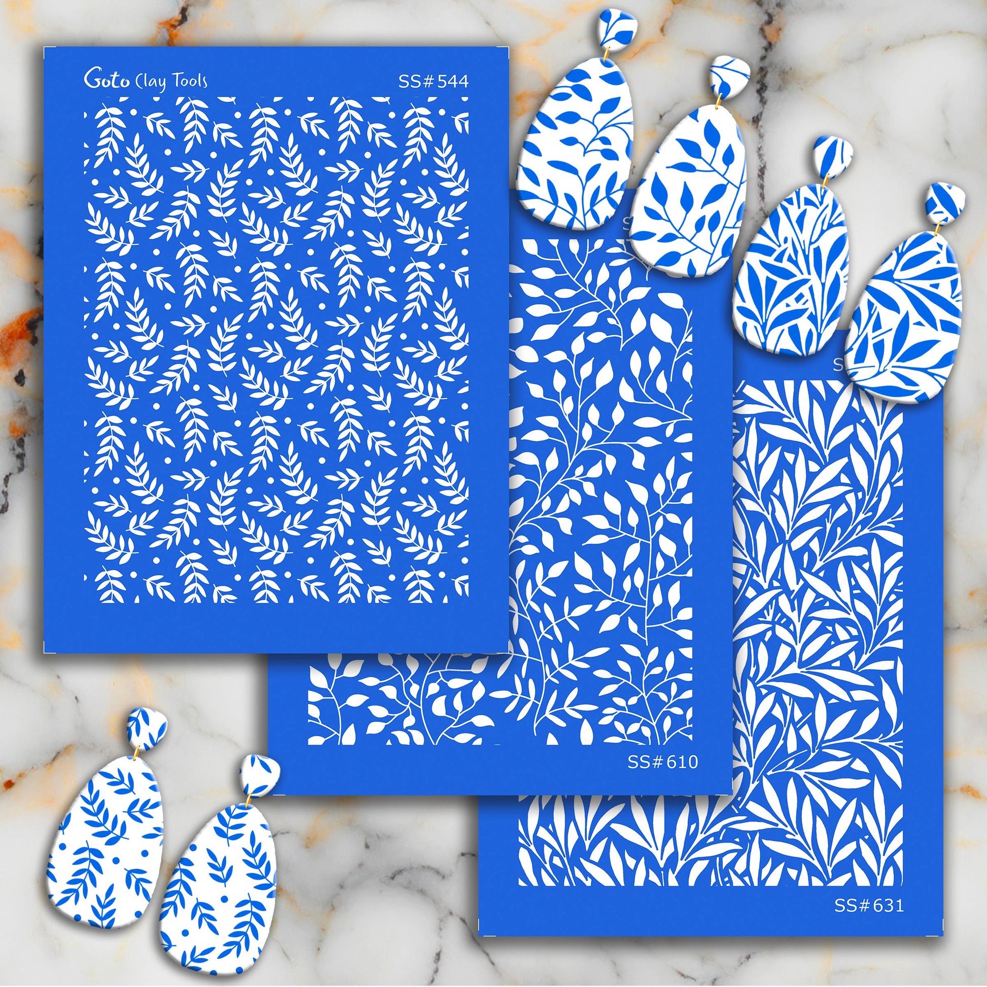 William Morris Leaves Silkscreen: Polymer Clay Earring Stencil (3.74x4.92" Printable Area) SS#631