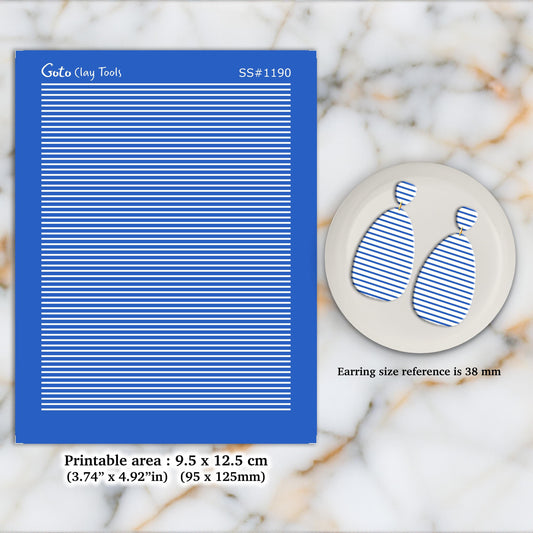 Lines Silkscreen for Polymer Clay Earrings: Clay Stencil (9.5x12.5cm) SS#1190