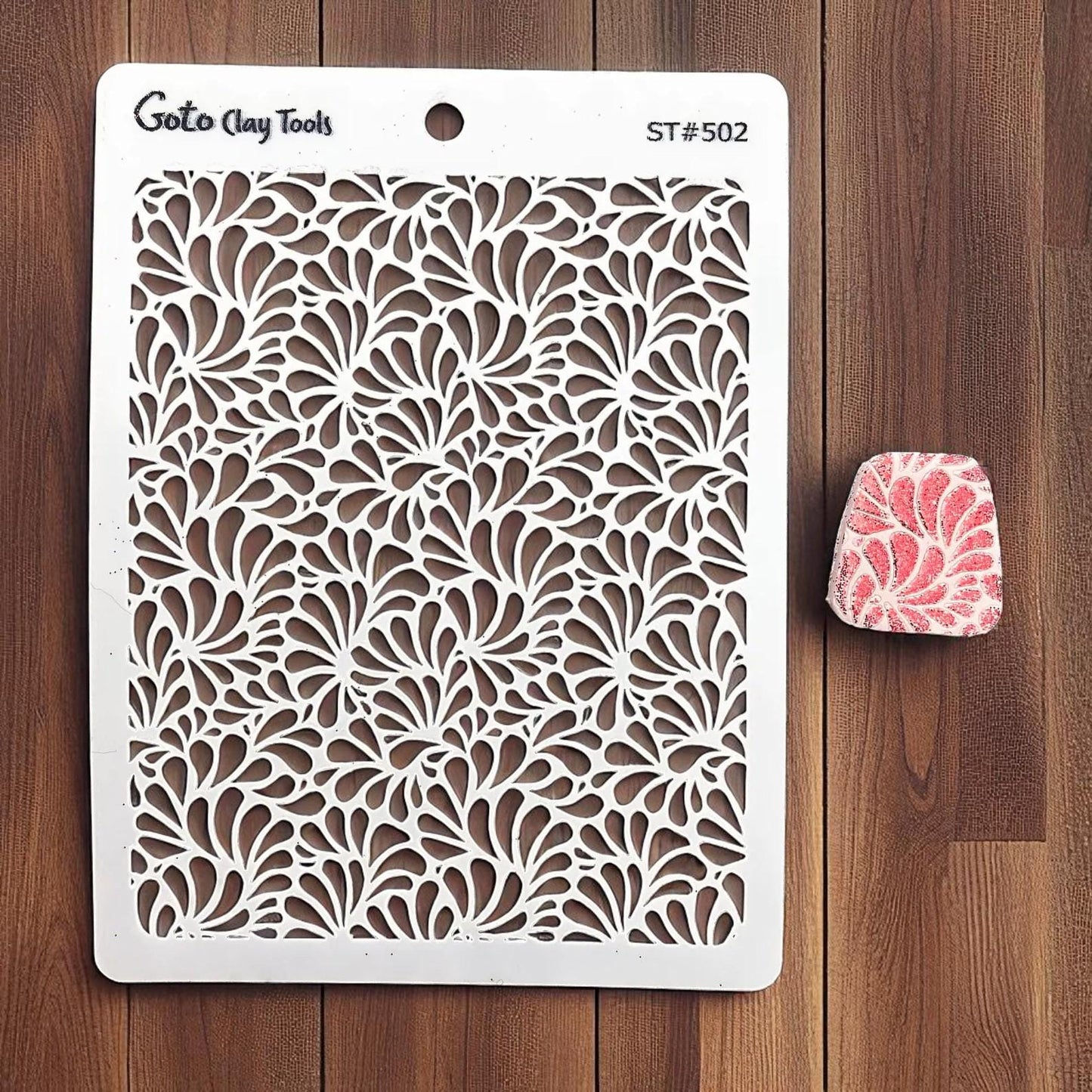 Scallop drop pattern Stencil, embossing or stencilling on polymer clay, art paper, canvas, gelli print stencils, Gelli art ST#502