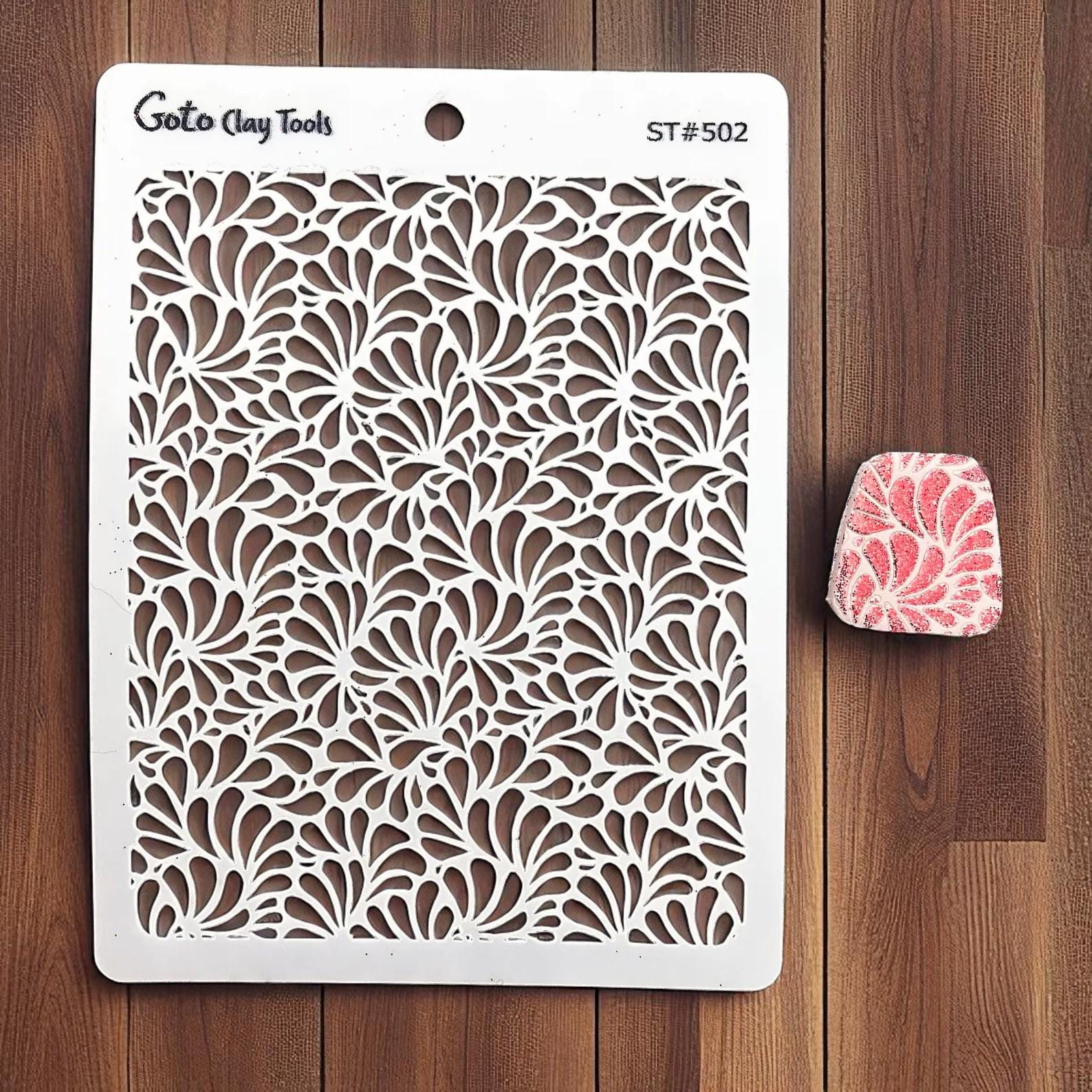 Scallop drop pattern Stencil, embossing or stencilling on polymer clay, art paper, canvas, gelli print stencils, Gelli art ST#502