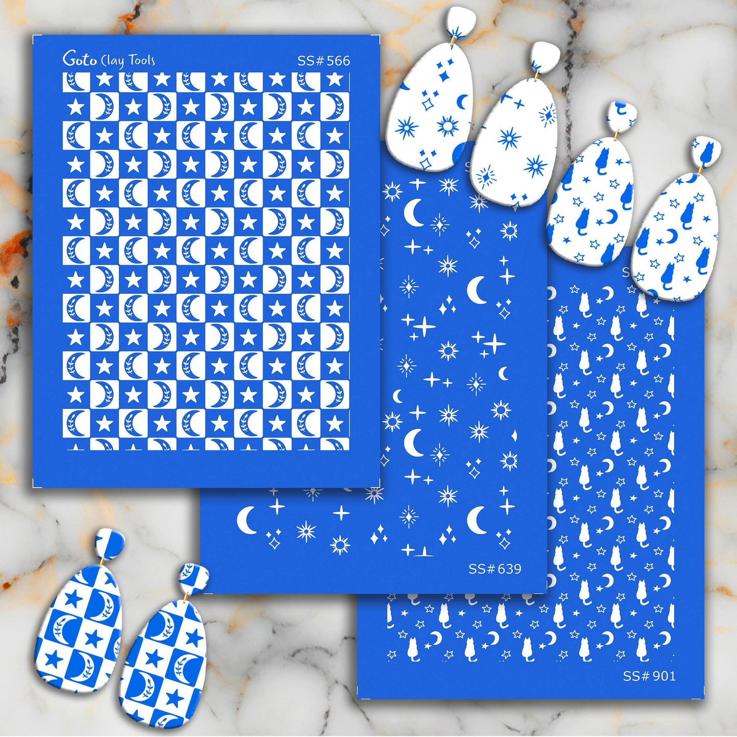Cats Silkscreen for Polymer Clay Earrings: Clay Stencil, Jewelry Making SS#901