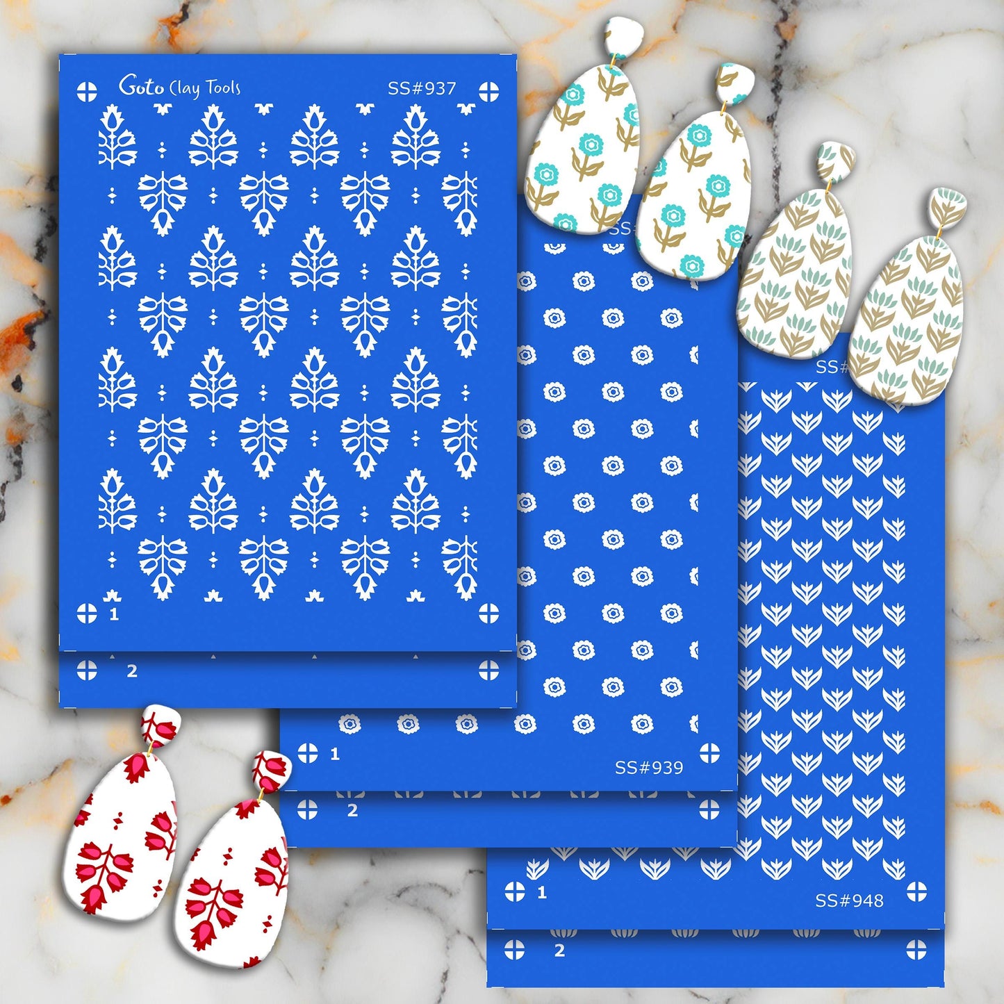 Indian Silkscreen for Polymer Clay Earrings: Naphthol Style Stencil SS#948