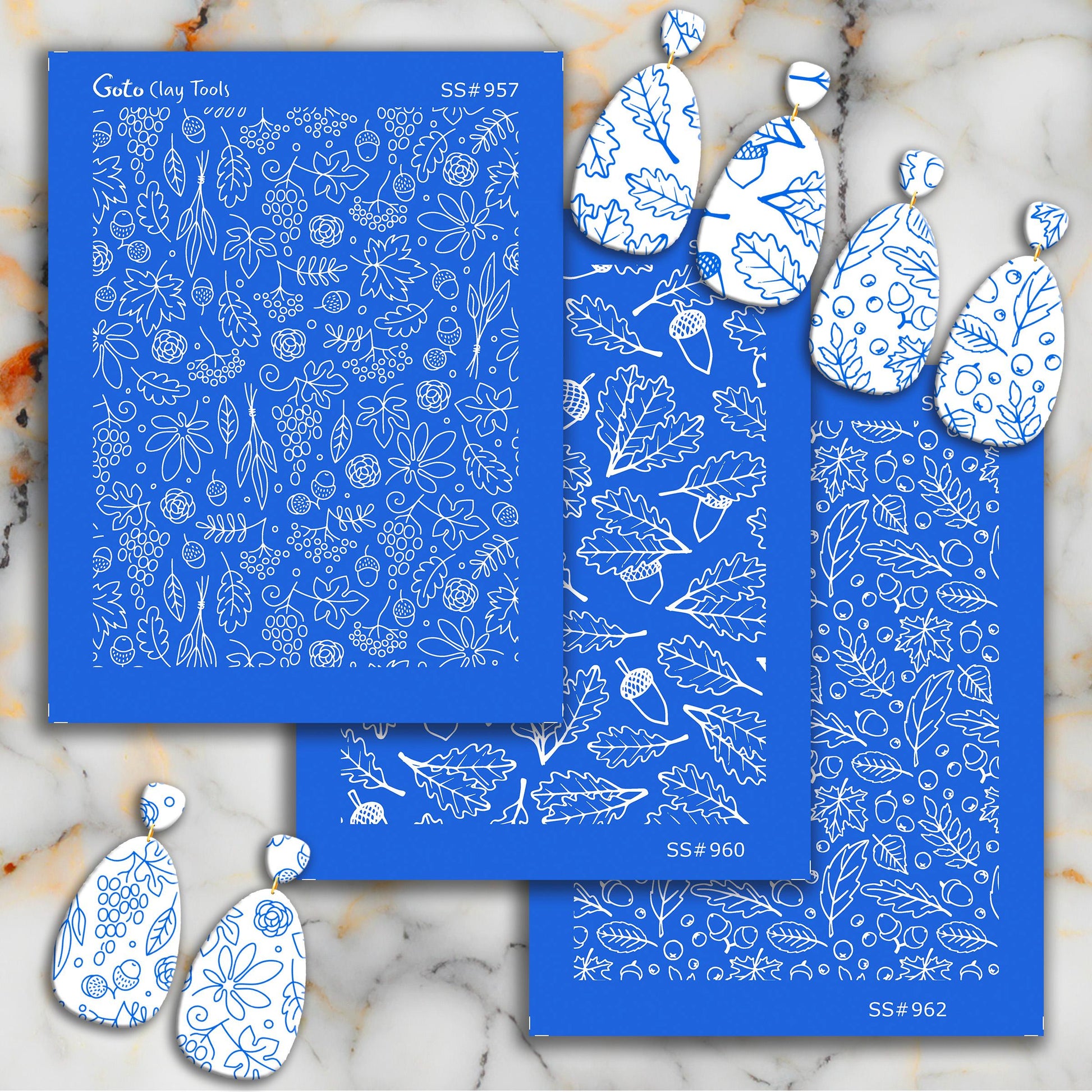 Autumn Leaves Silkscreen for Polymer Clay Earrings: Jewelry Making SS#957