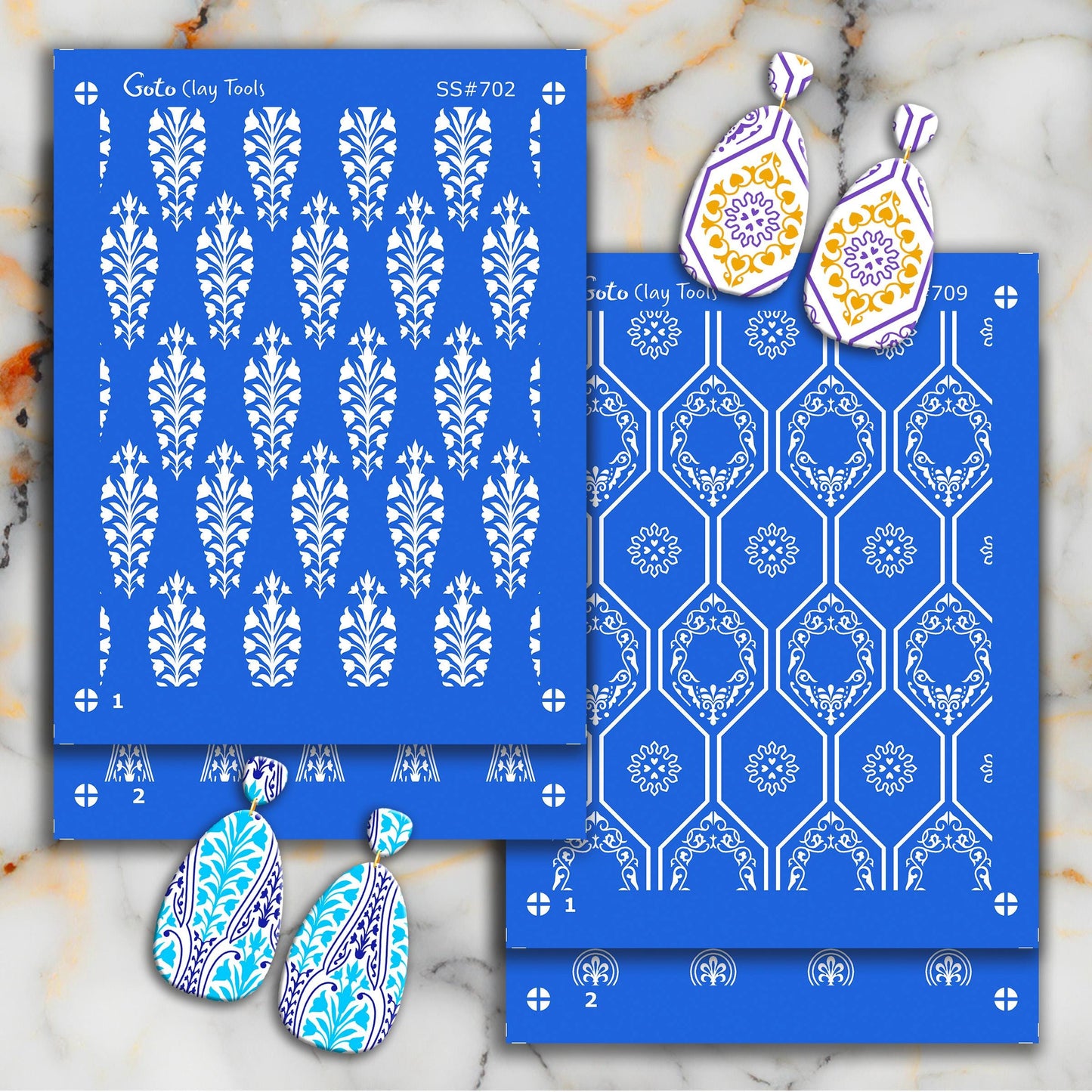 Ornamental Silkscreen for Polymer Clay Earrings: Clay Stencil, Jewelry Making SS#709