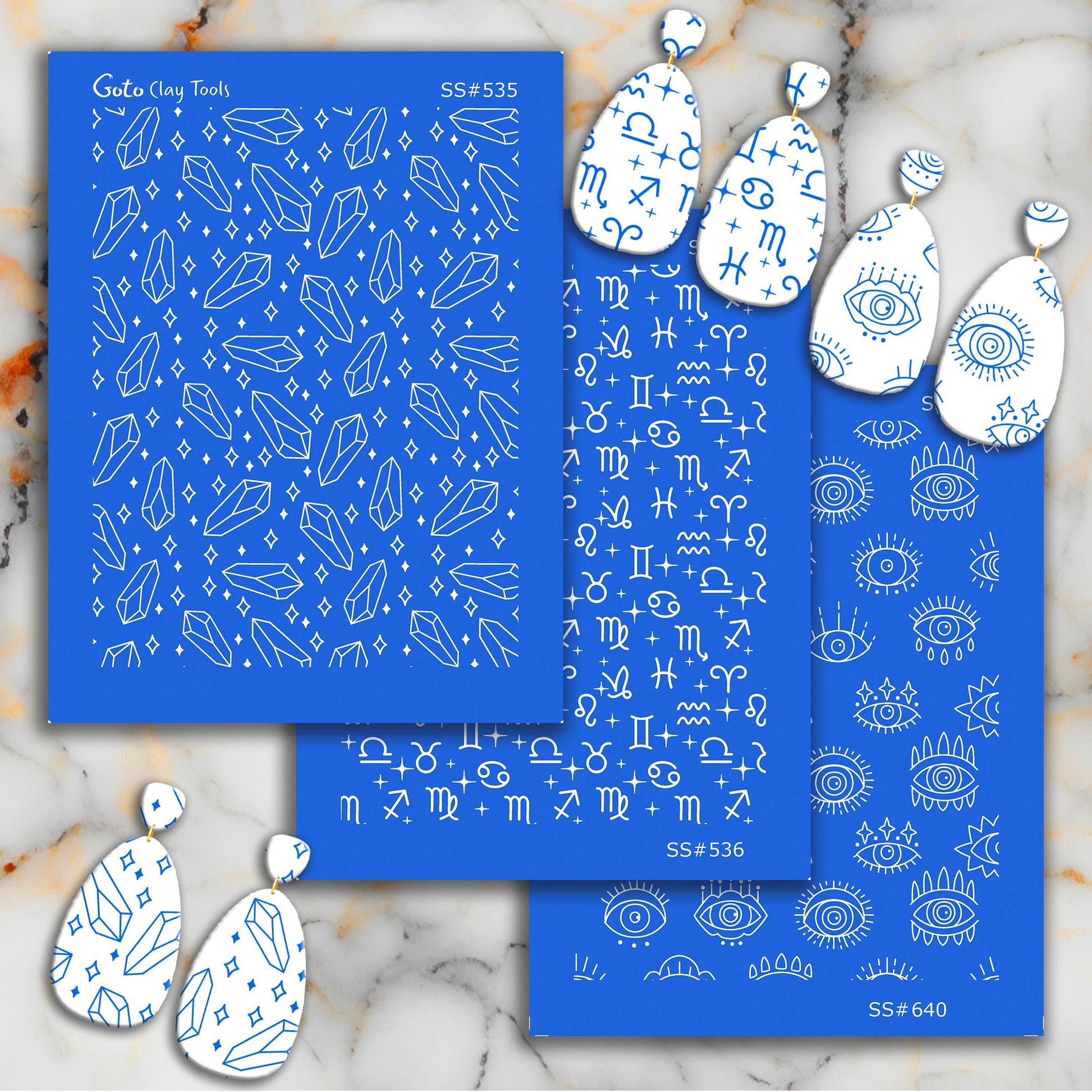 Crystal Silkscreen for Polymer Clay Earrings: Star Pattern Stencil SS#535