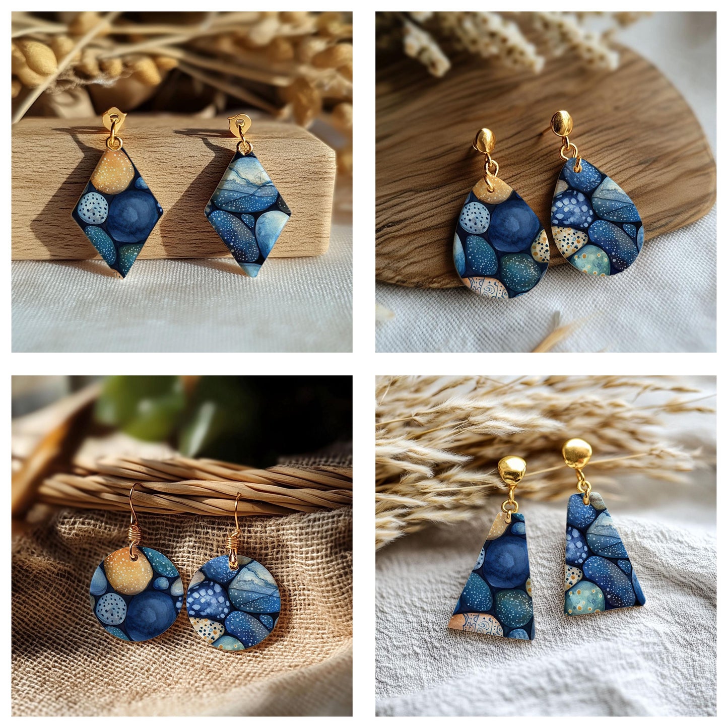 Underwater River Rocks Water soluble Transfer paper for polymer Clay Earring Making - 4x5.5 in