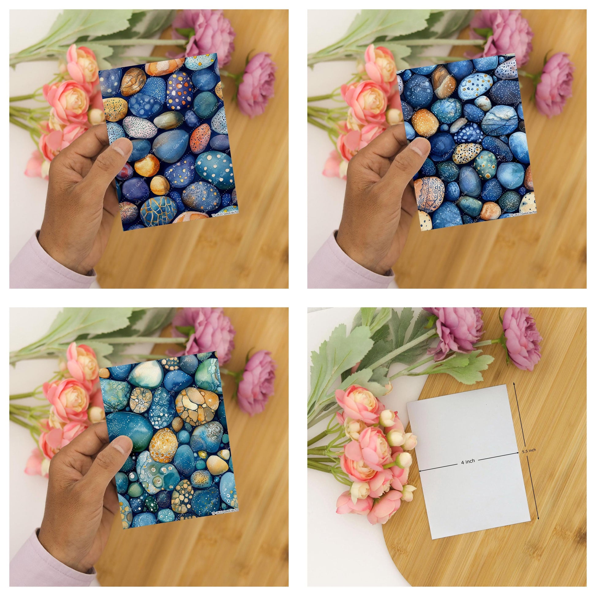 Underwater River Rocks Water soluble Transfer paper for polymer Clay Earring Making - 4x5.5 in