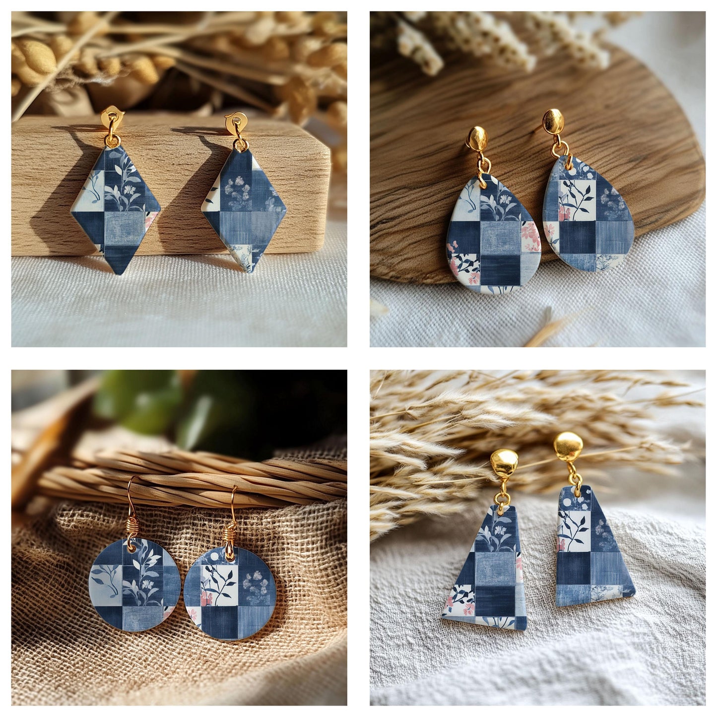 Jeans Patch Transfer paper for polymer Clay Earring Making - Watersoluble Transfer Sheet 4x5.5 in