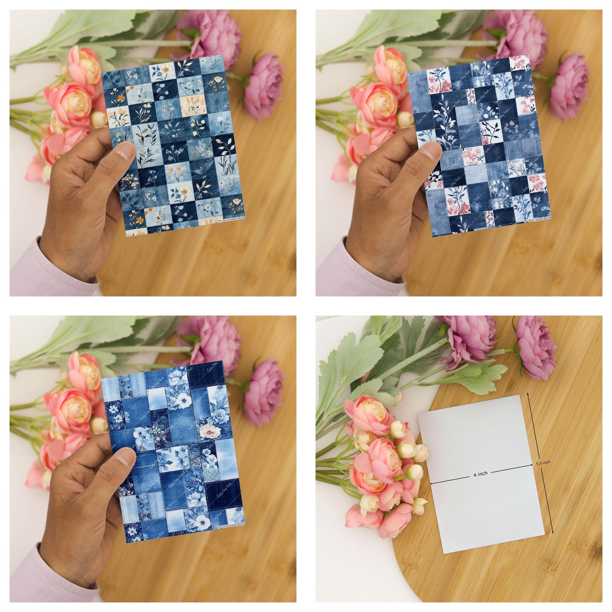 Jeans Patch Transfer paper for polymer Clay Earring Making - Watersoluble Transfer Sheet 4x5.5 in