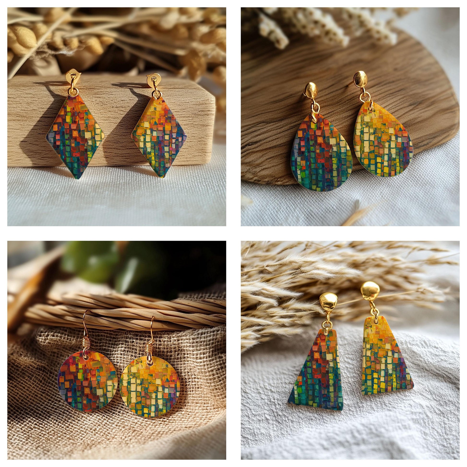 Abstract painting Transfer paper for polymer Clay Earring Making - Water Soluble Transfer Sheet 4x5.5 in