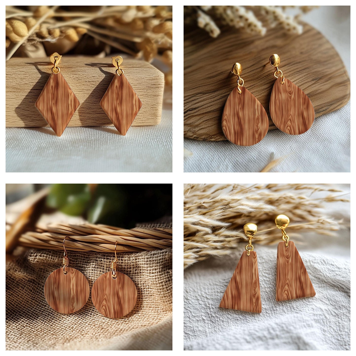 Woodgrain Transfer paper for polymer Clay Earring Making - Water Soluble Transfer Sheet 4x5.5 in