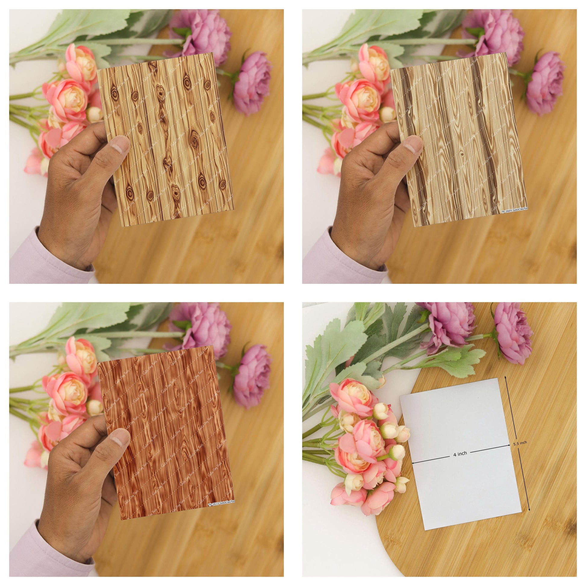 Woodgrain Transfer paper for polymer Clay Earring Making - Water Soluble Transfer Sheet 4x5.5 in