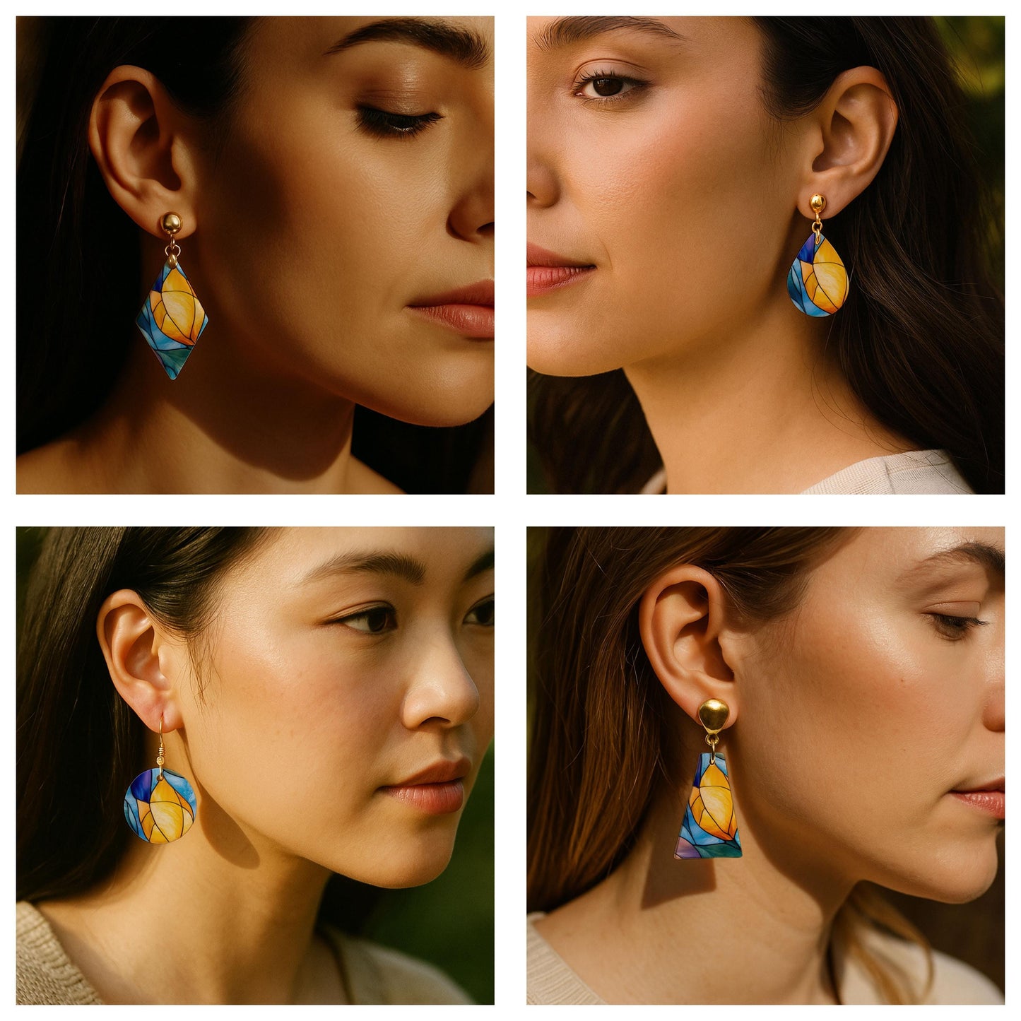 Stained Glass Tulips Transfer paper for polymer Clay Earring Making - Water Soluble Transfer Sheet 4x5.5 in