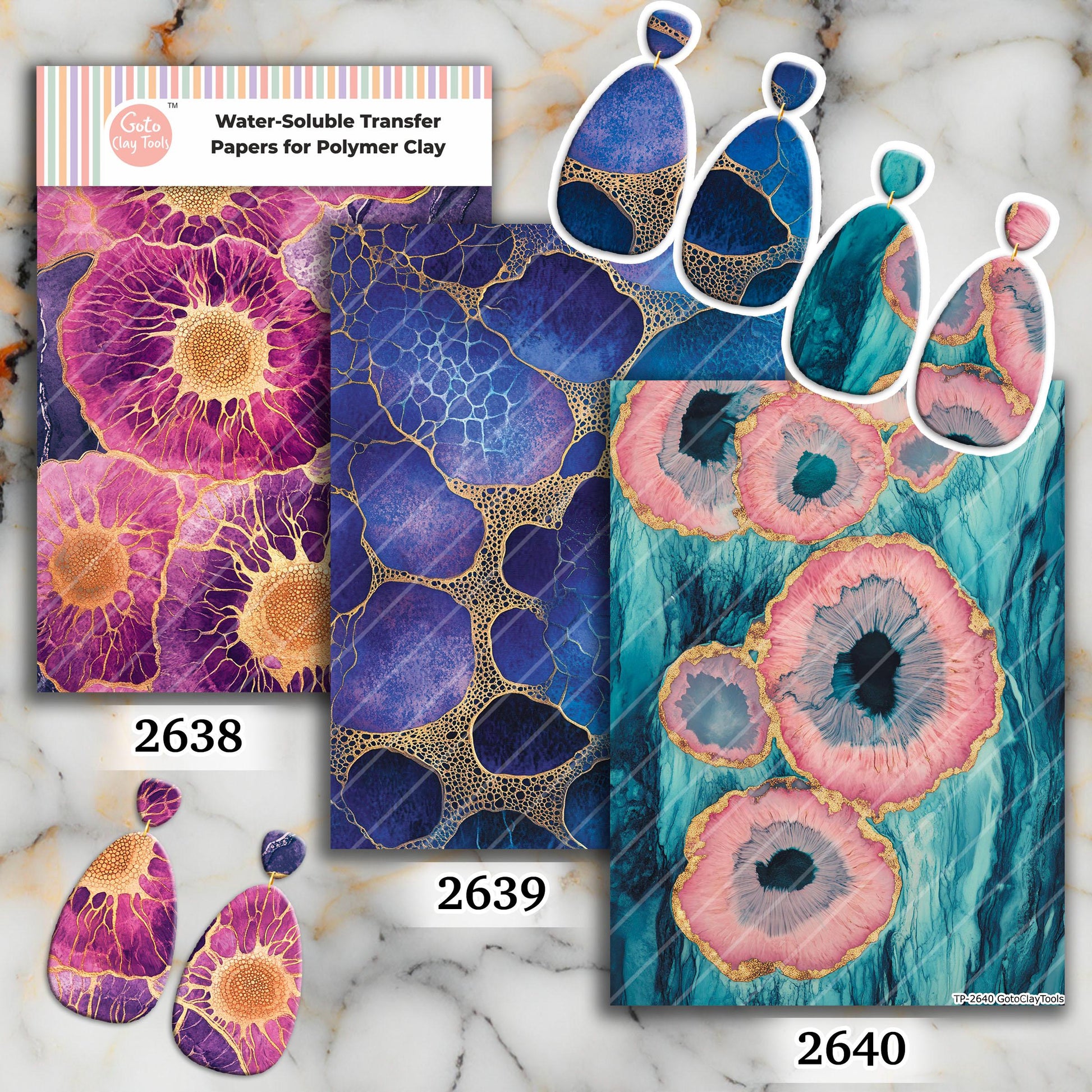 Ocean Iris Transfer paper for polymer Clay Earring Making - Water Soluble Transfer Sheet 4x5.5 in