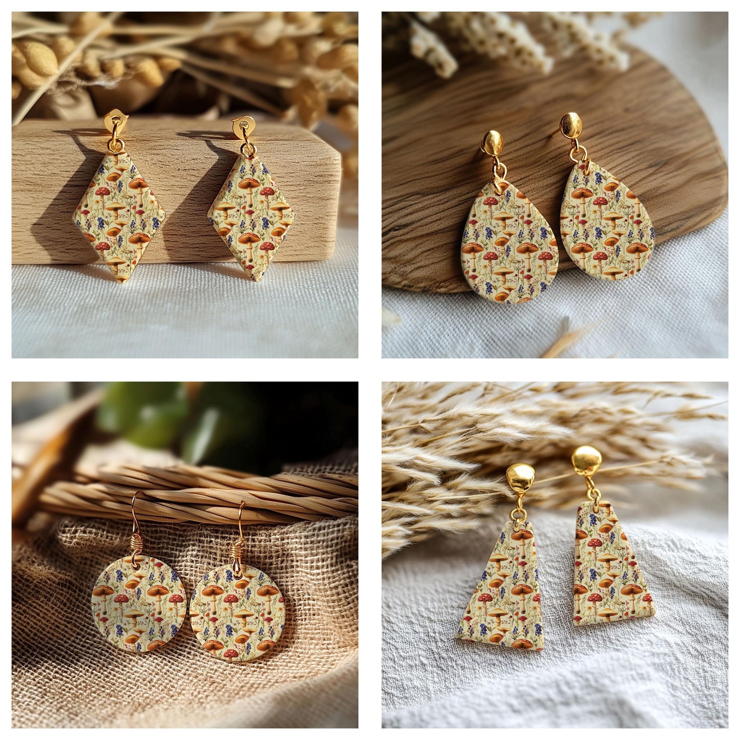 Mushroom Transfer paper for polymer Clay Earring Making - Water Soluble Transfer Sheet 4x5.5 in