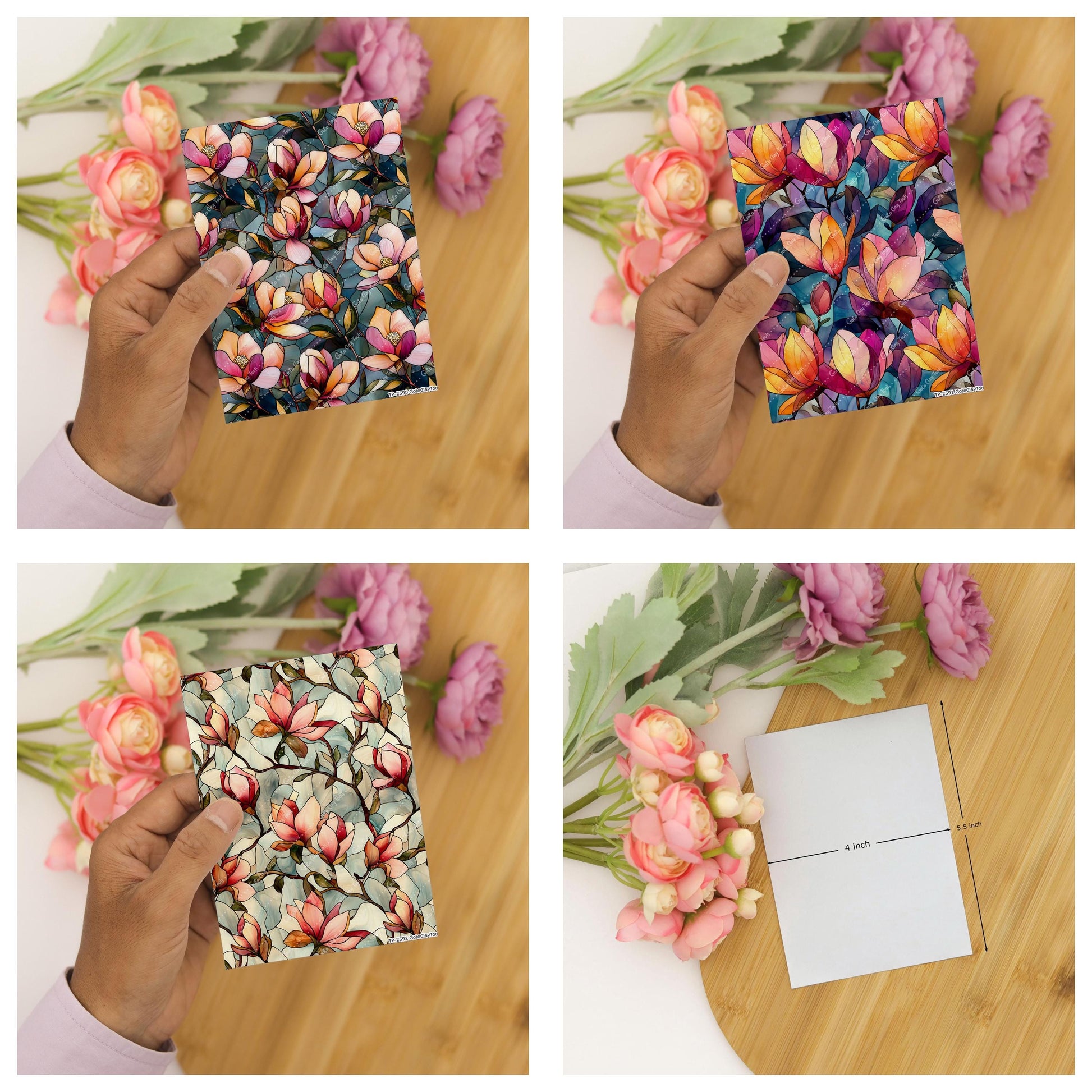 Magnolia Stained Glass Transfer paper for polymer Clay Earring Making - Water Soluble Transfer Sheet 4x5.5 in