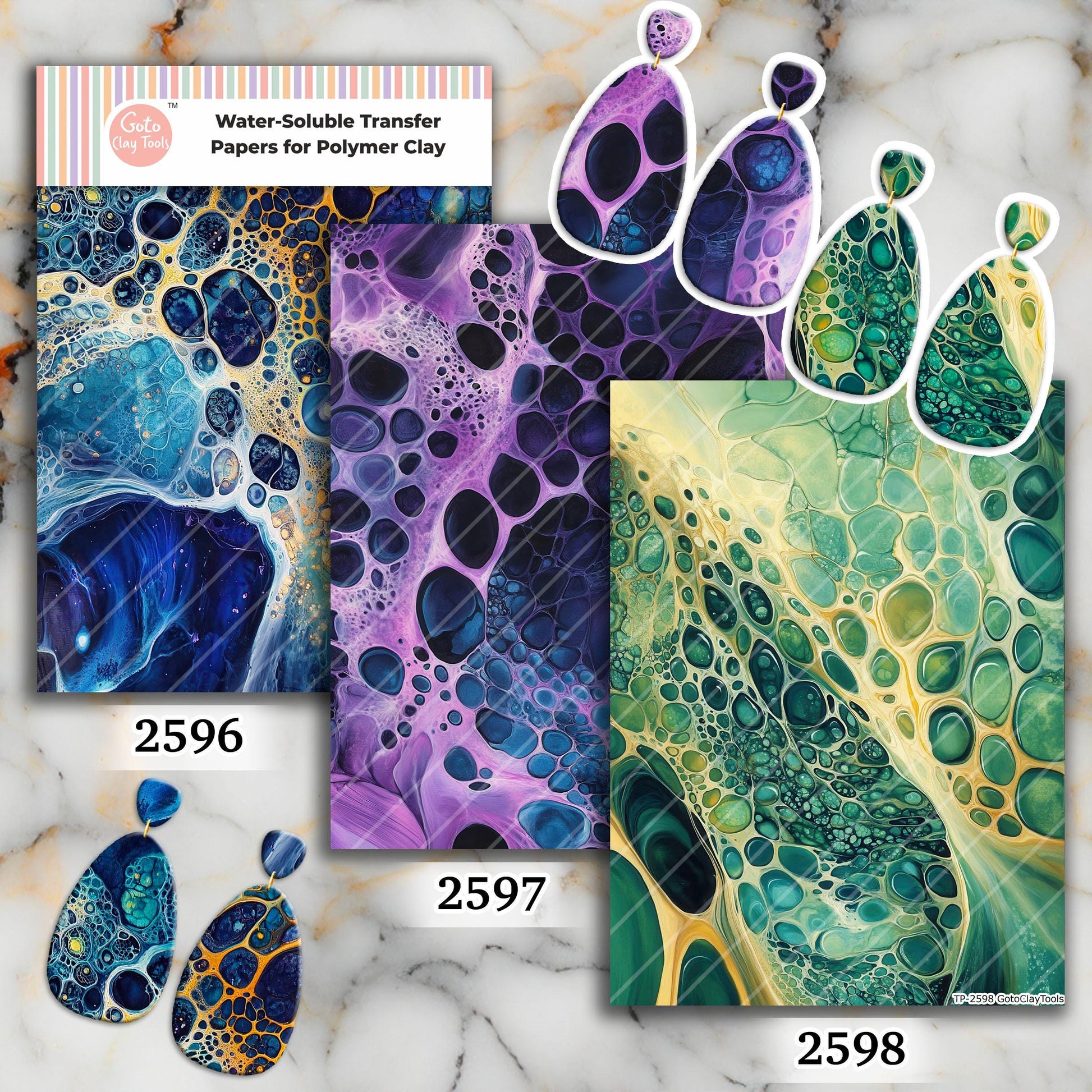 Organic Cells Transfer paper for polymer Clay Earring Making - Water Soluble Transfer Sheet 4x5.5 in