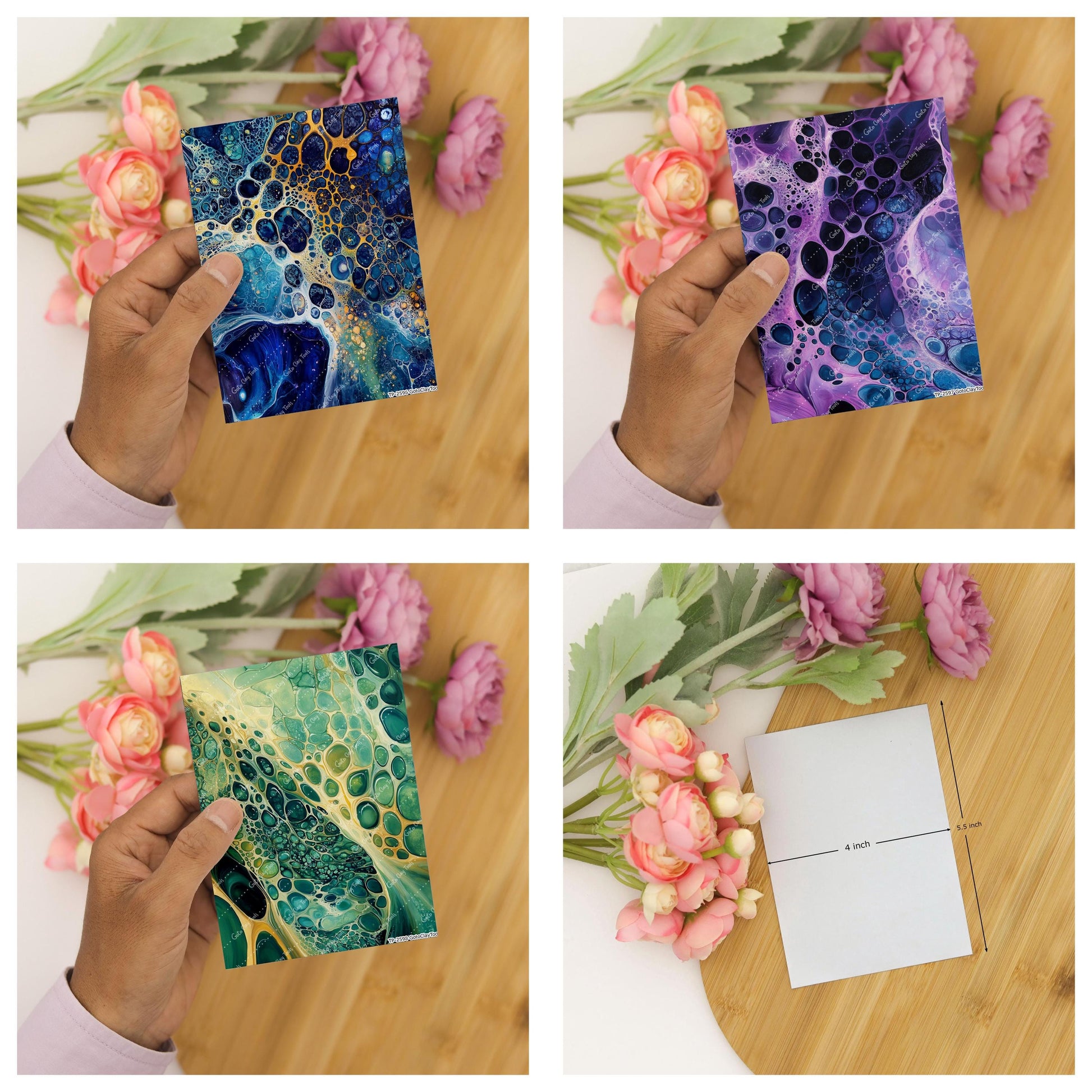 Organic Cells Transfer paper for polymer Clay Earring Making - Water Soluble Transfer Sheet 4x5.5 in