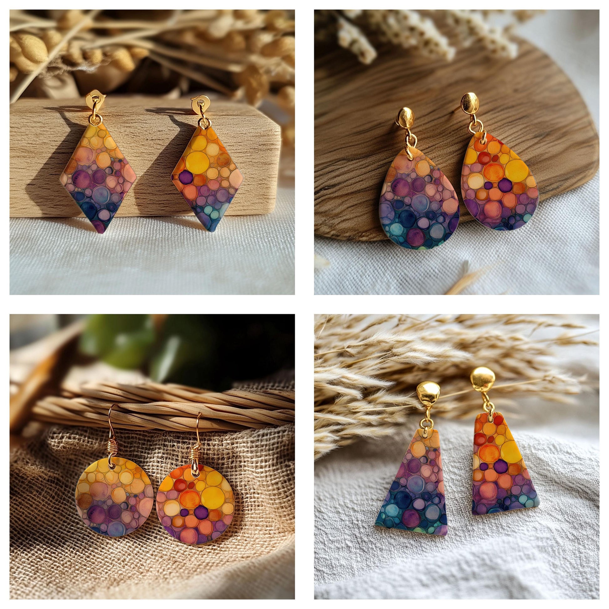 Colorful bubbles Transfer paper for polymer Clay Earring Making - Water Soluble Transfer Sheet 4x5.5 in