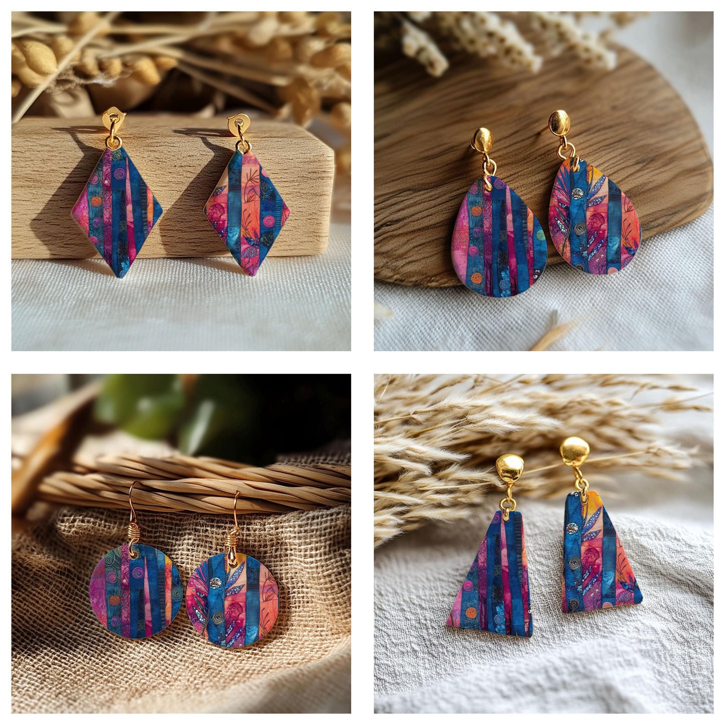 Colorful Birch Quilt Transfer paper for polymer Clay Earring Making - Water Soluble Transfer Sheet 4x5.5 in