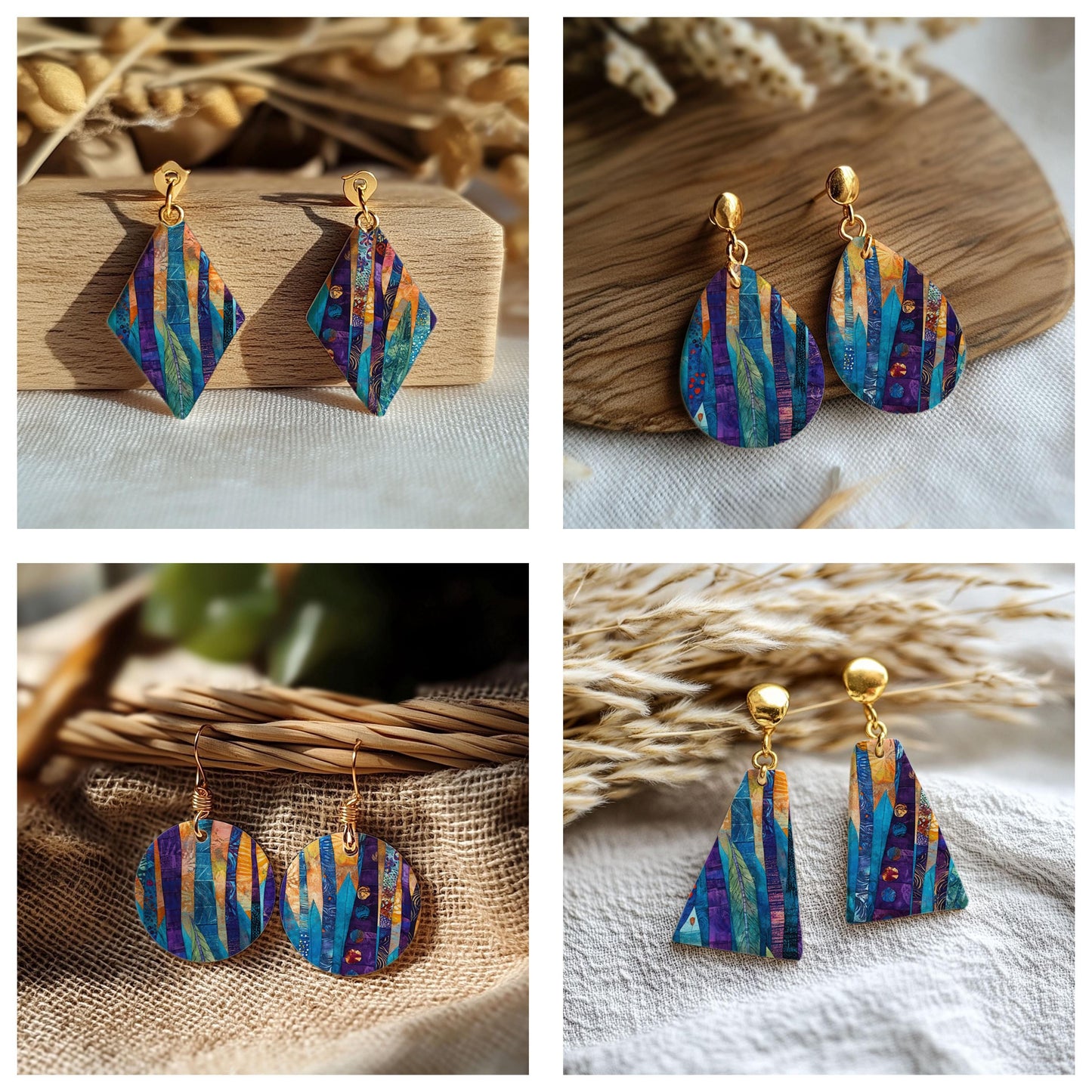 Colorful Birch Quilt Transfer paper for polymer Clay Earring Making - Water Soluble Transfer Sheet 4x5.5 in