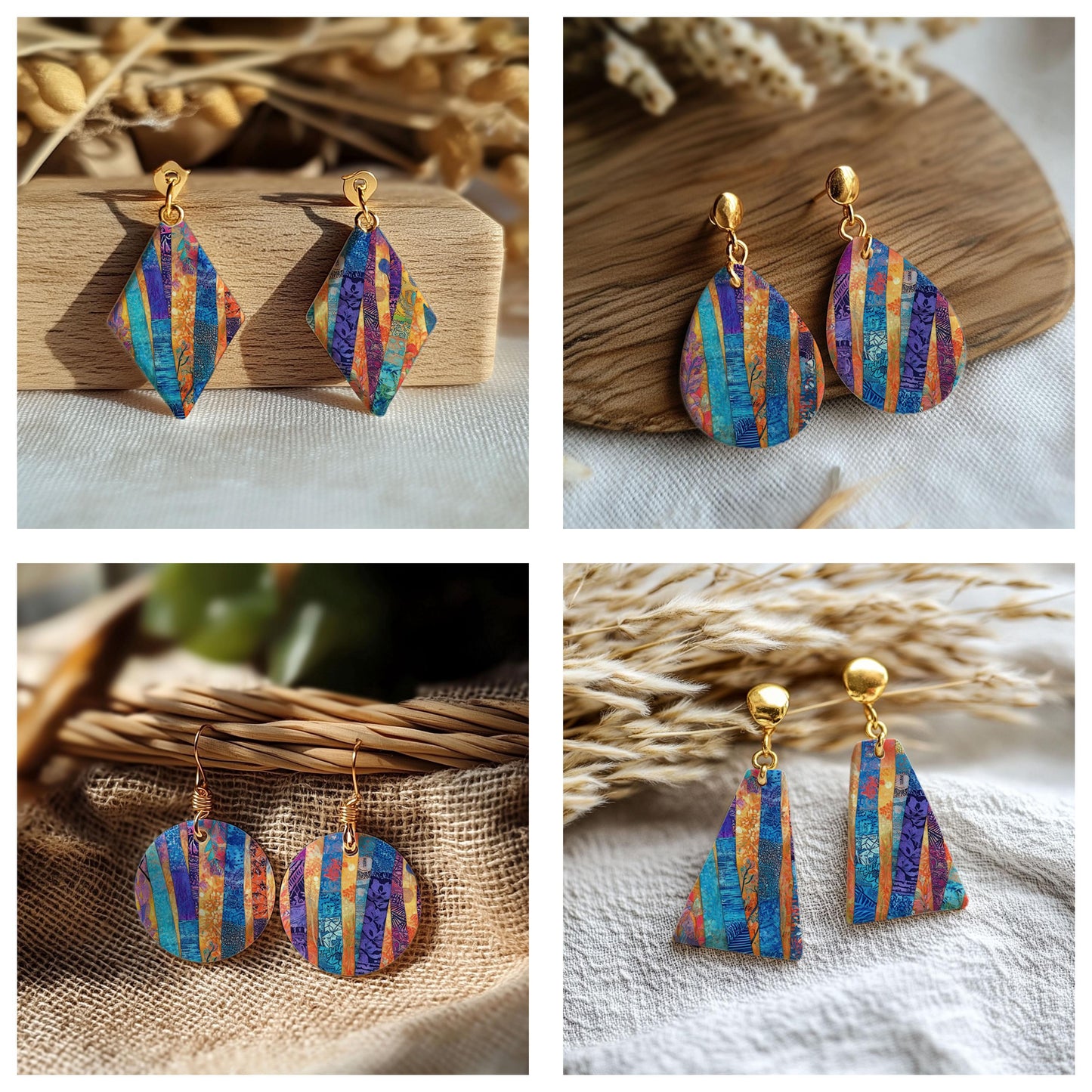 Colorful Birch Quilt Transfer paper for polymer Clay Earring Making - Water Soluble Transfer Sheet 4x5.5 in