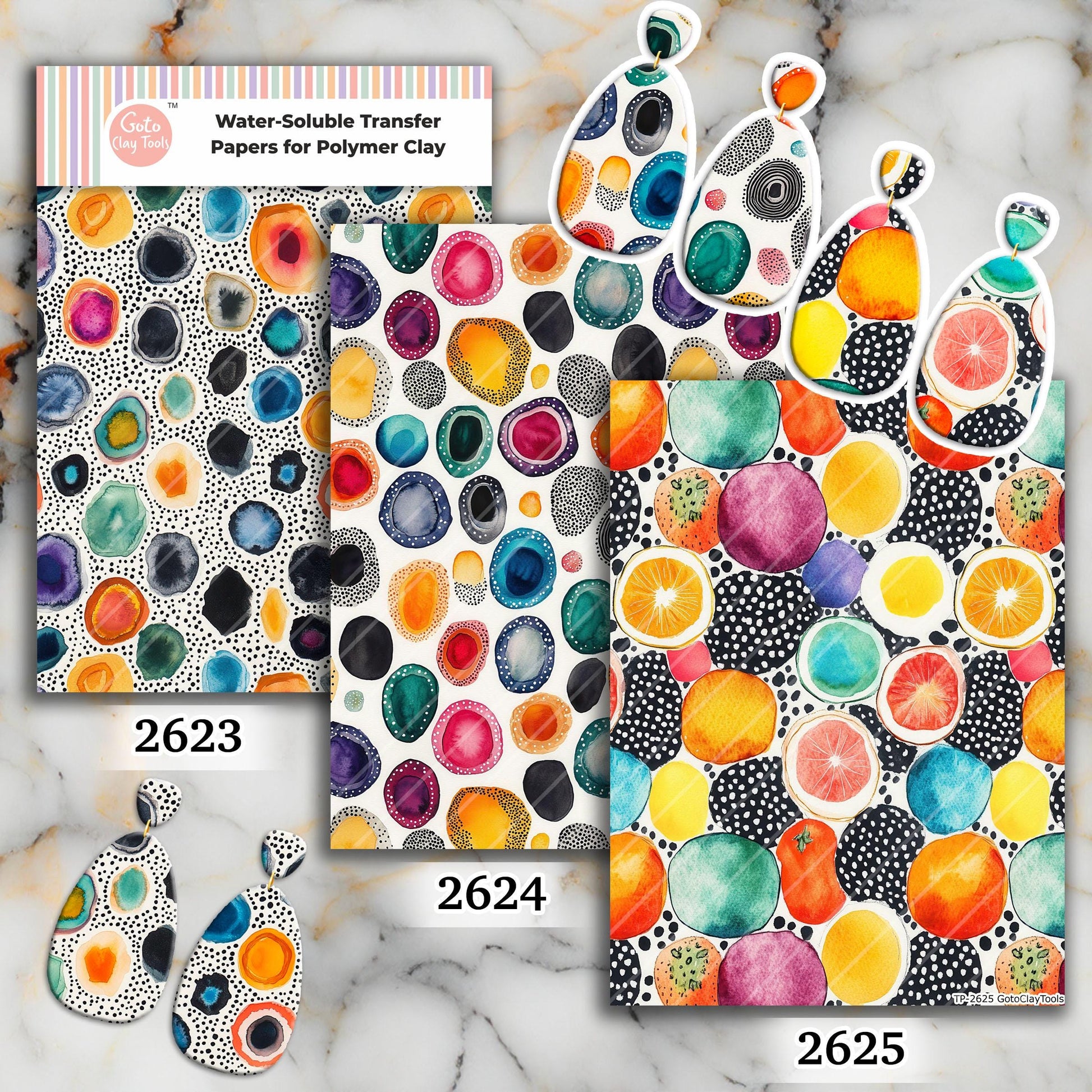 Gemstoen Splash Transfer paper for polymer Clay Earring Making - Water Soluble Transfer Sheet 4x5.5 in