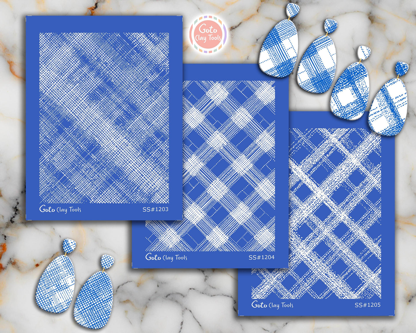 Textured Crosshatch Plaid Silk Screens for Polymer Clay | Distressed Textile Pattern | 9.5 x 12.5 cm Printable #SS26-5