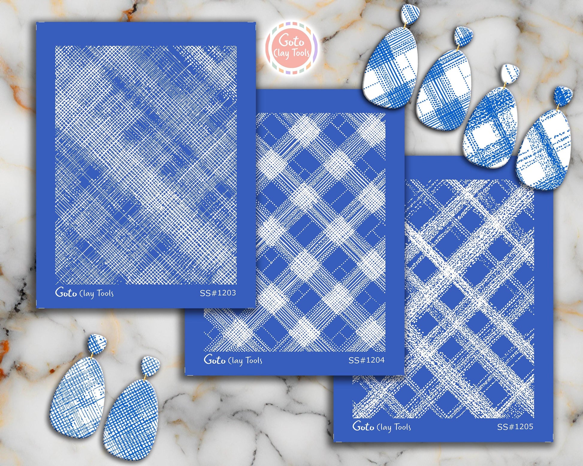 Textured Crosshatch Plaid Silk Screens for Polymer Clay | Distressed Textile Pattern | 9.5 x 12.5 cm Printable #SS26-5