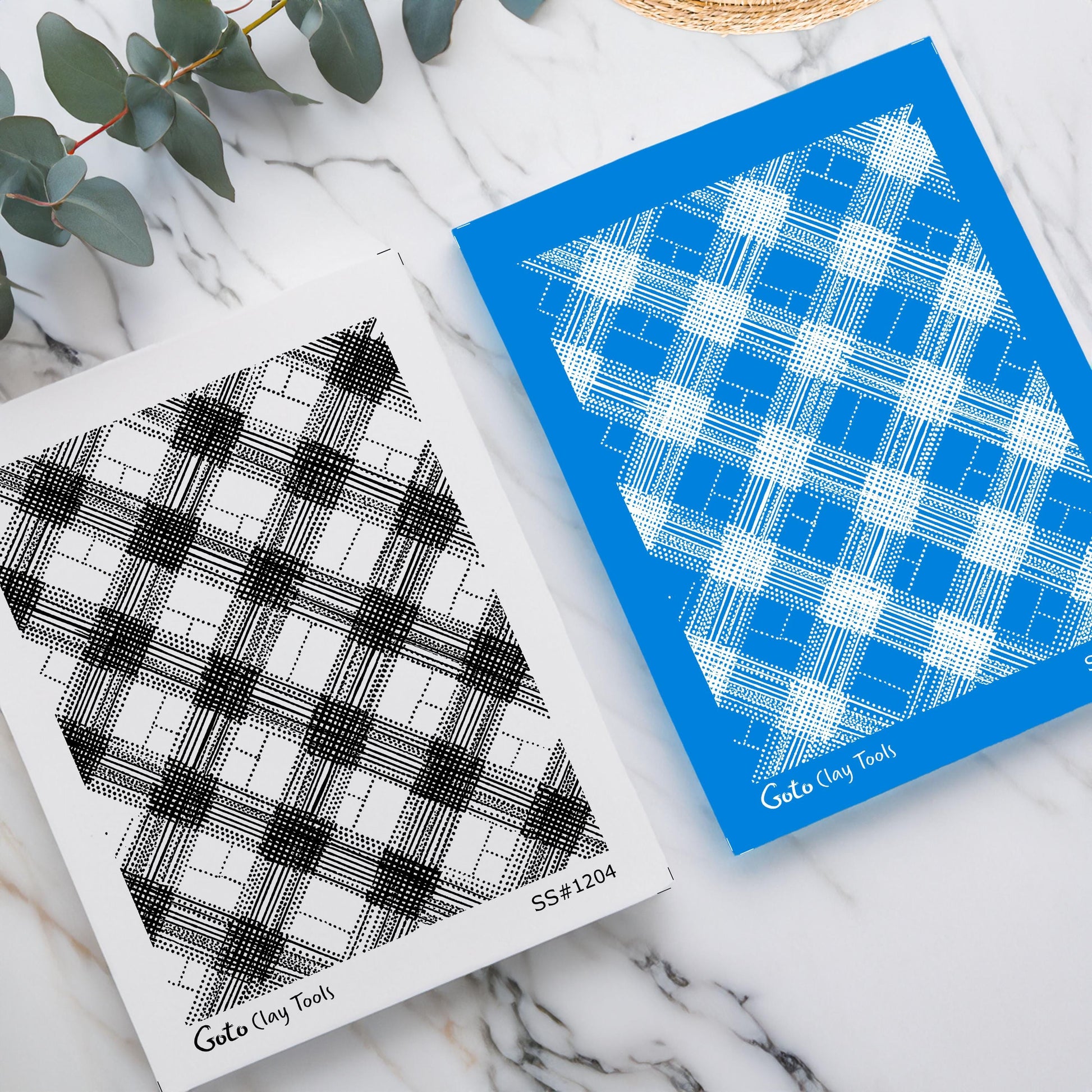 Textured Crosshatch Plaid Silk Screens for Polymer Clay | Distressed Textile Pattern | 9.5 x 12.5 cm Printable #SS26-5