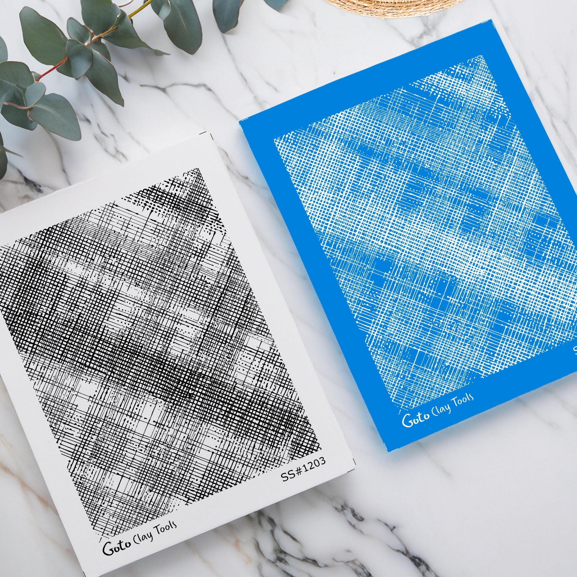 Textured Crosshatch Plaid Silk Screens for Polymer Clay | Distressed Textile Pattern | 9.5 x 12.5 cm Printable #SS26-5