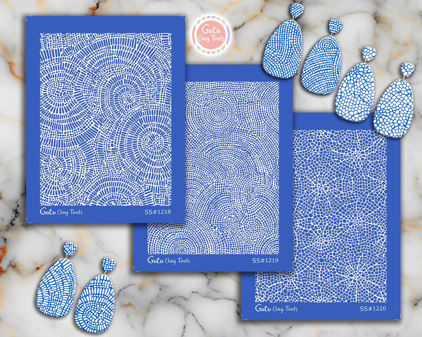 Organic Concentric Dot & Mosaic Silkscreen for Polymer Clay | Abstract Cellular Texture Print Screen 9.5×12.5 cm #SS26-10