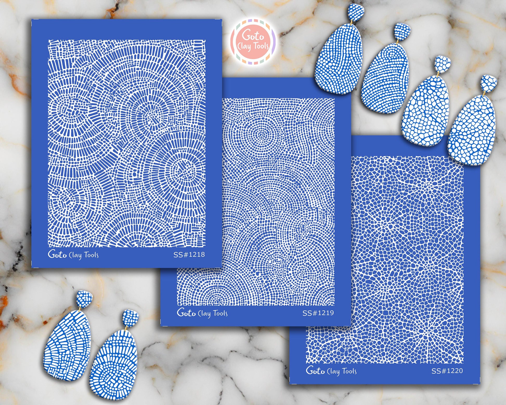 Organic Concentric Dot & Mosaic Silkscreen for Polymer Clay | Abstract Cellular Texture Print Screen 9.5×12.5 cm #SS26-10