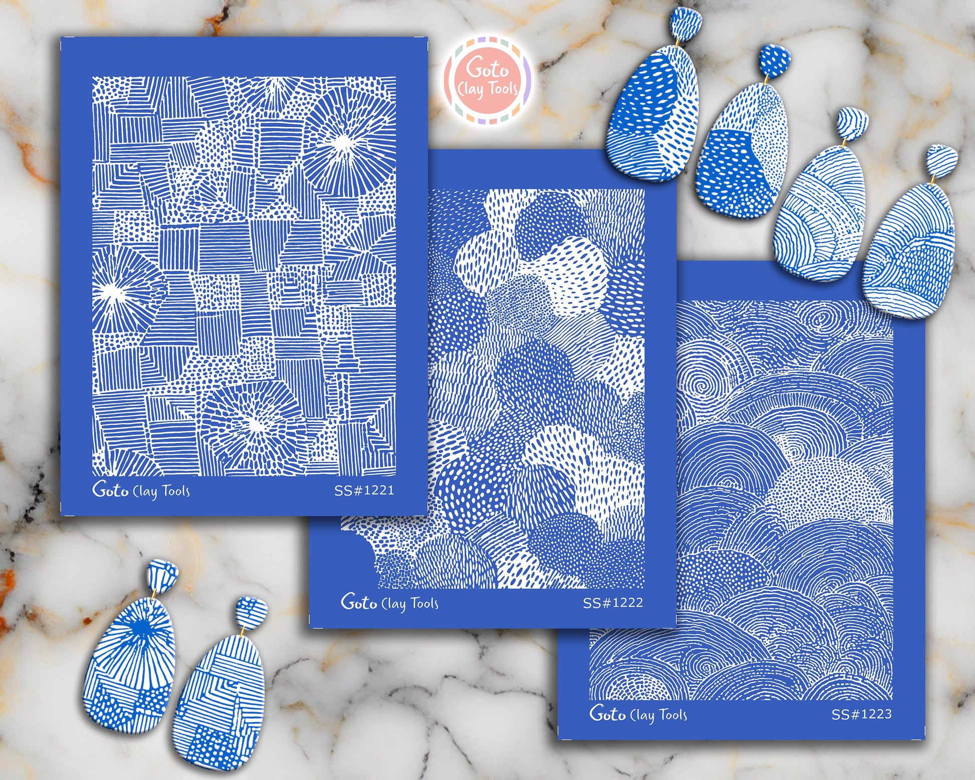 Abstract Patchwork & Organic Line Silkscreen for Polymer Clay | Hand Drawn Block Texture Print Screen 9.5×12.5 cm #SS26-11