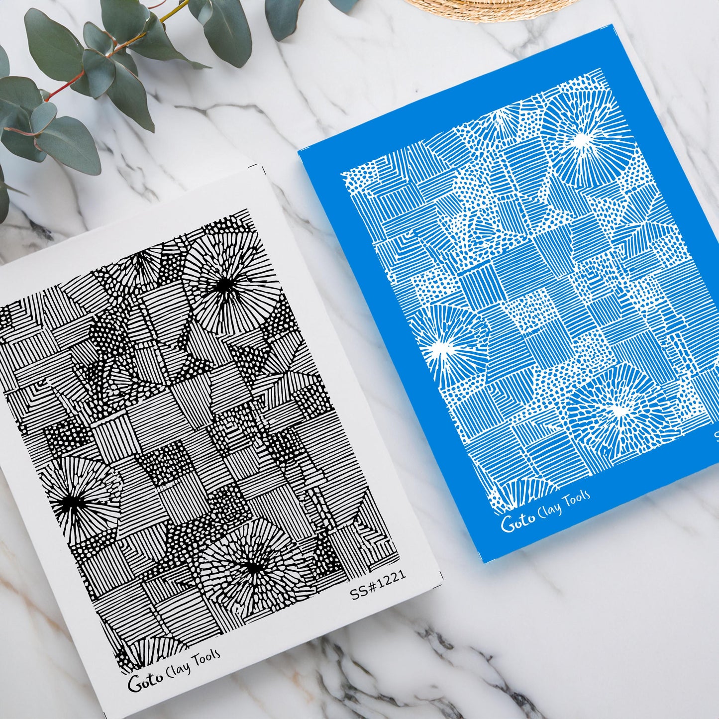 Abstract Patchwork & Organic Line Silkscreen for Polymer Clay | Hand Drawn Block Texture Print Screen 9.5×12.5 cm #SS26-11