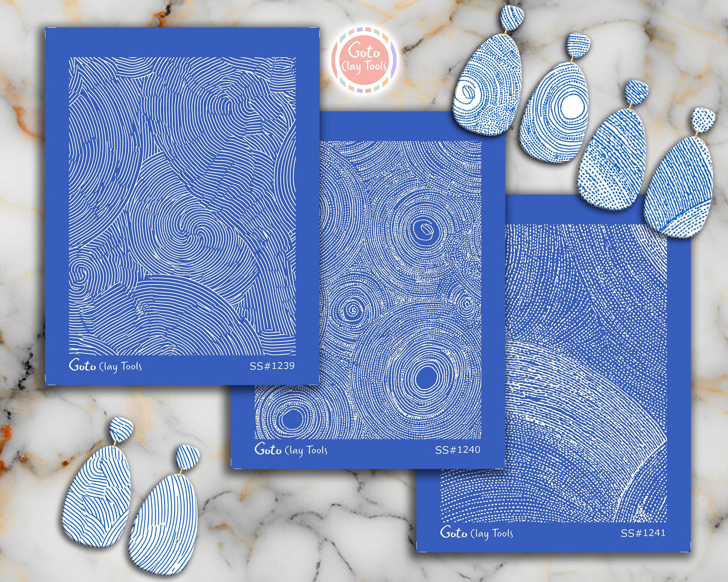 Topographic Swirl & Concentric Ring Silkscreen for Polymer Clay | Organic Contour Line Texture Print Screen 9.5×12.5 cm #SS26-17