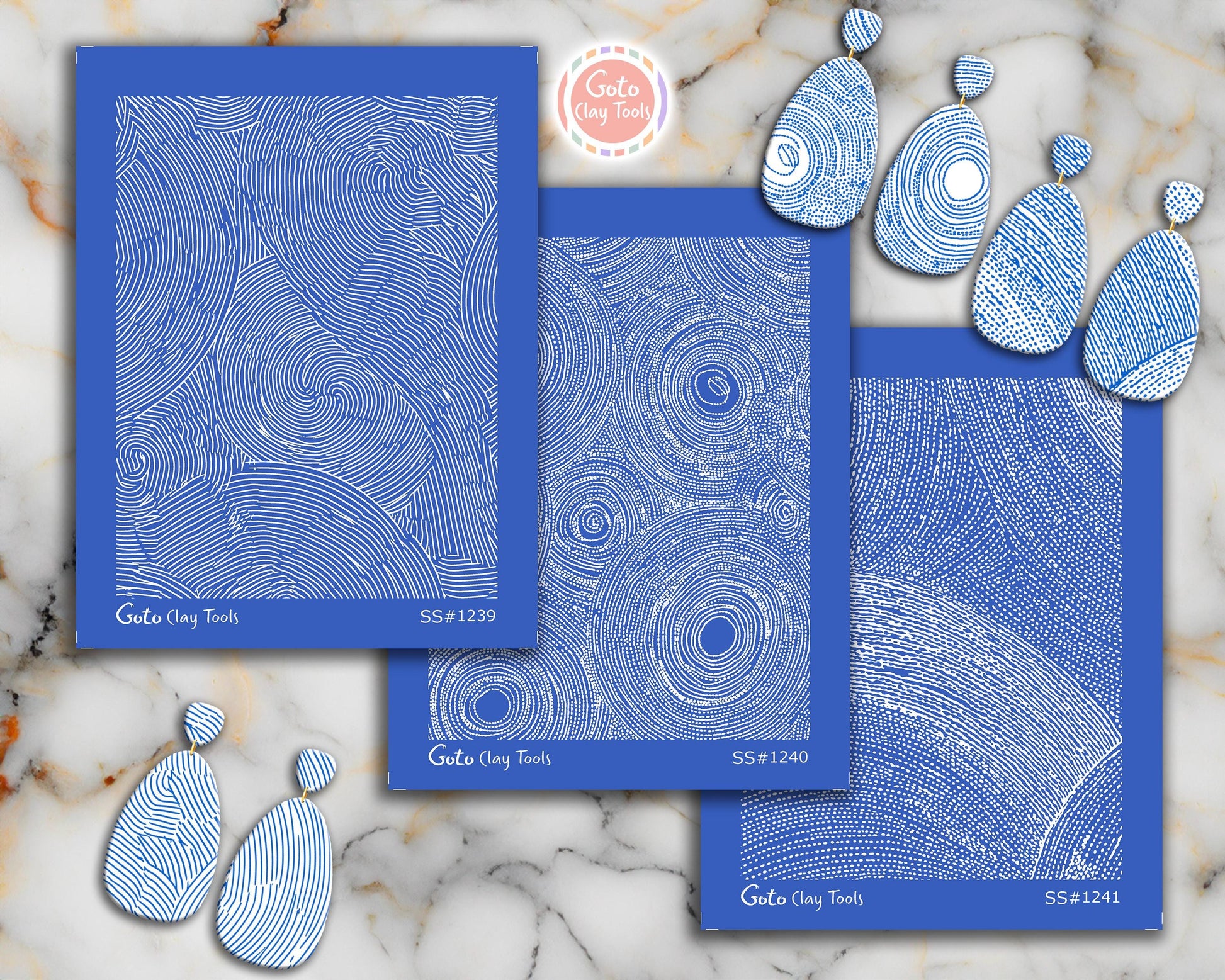 Topographic Swirl & Concentric Ring Silkscreen for Polymer Clay | Organic Contour Line Texture Print Screen 9.5×12.5 cm #SS26-17